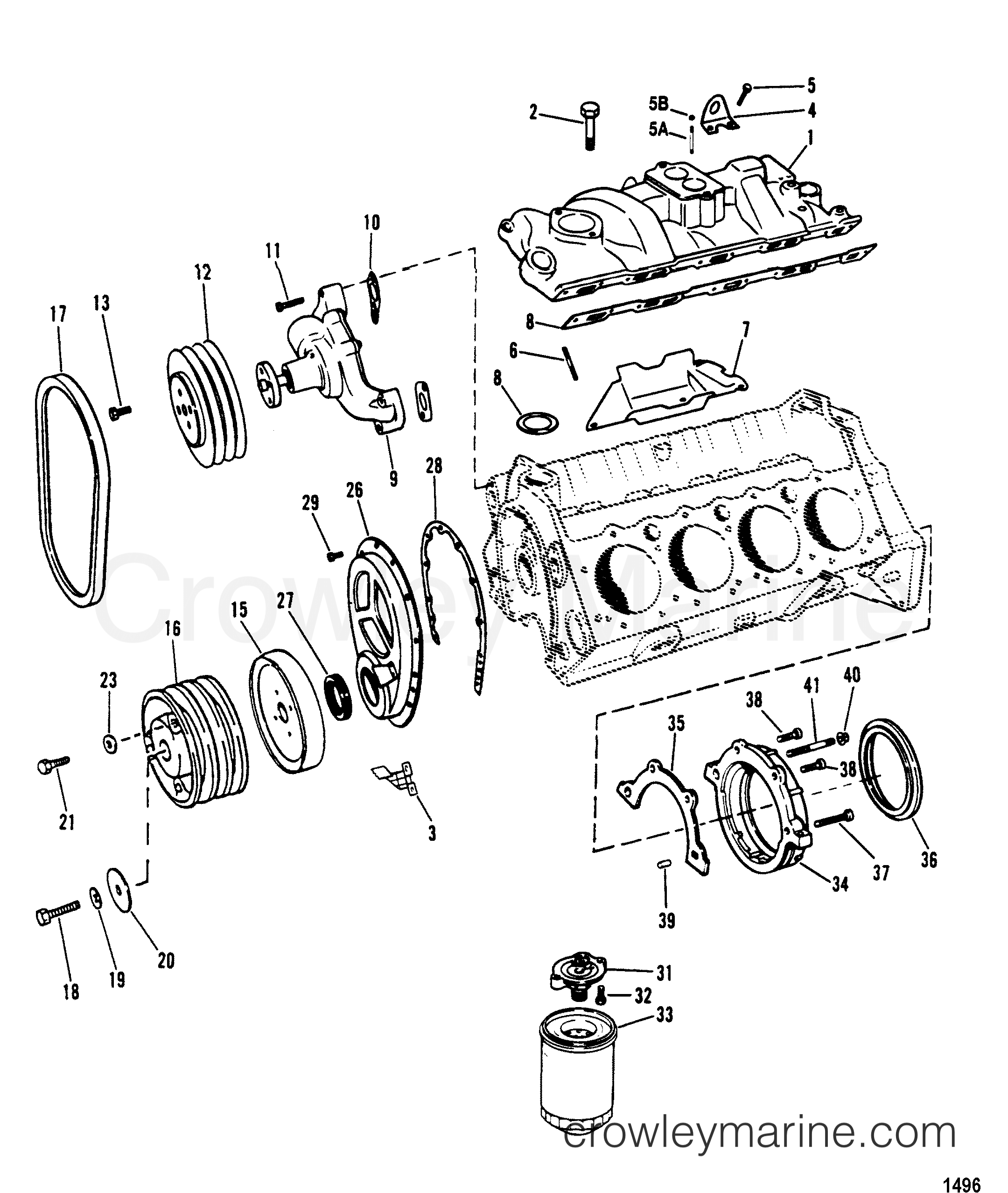 INTAKE MANIFOLD AND FRONT COVER - 1994 Stern Drive 5.7L TBI [BRAVO