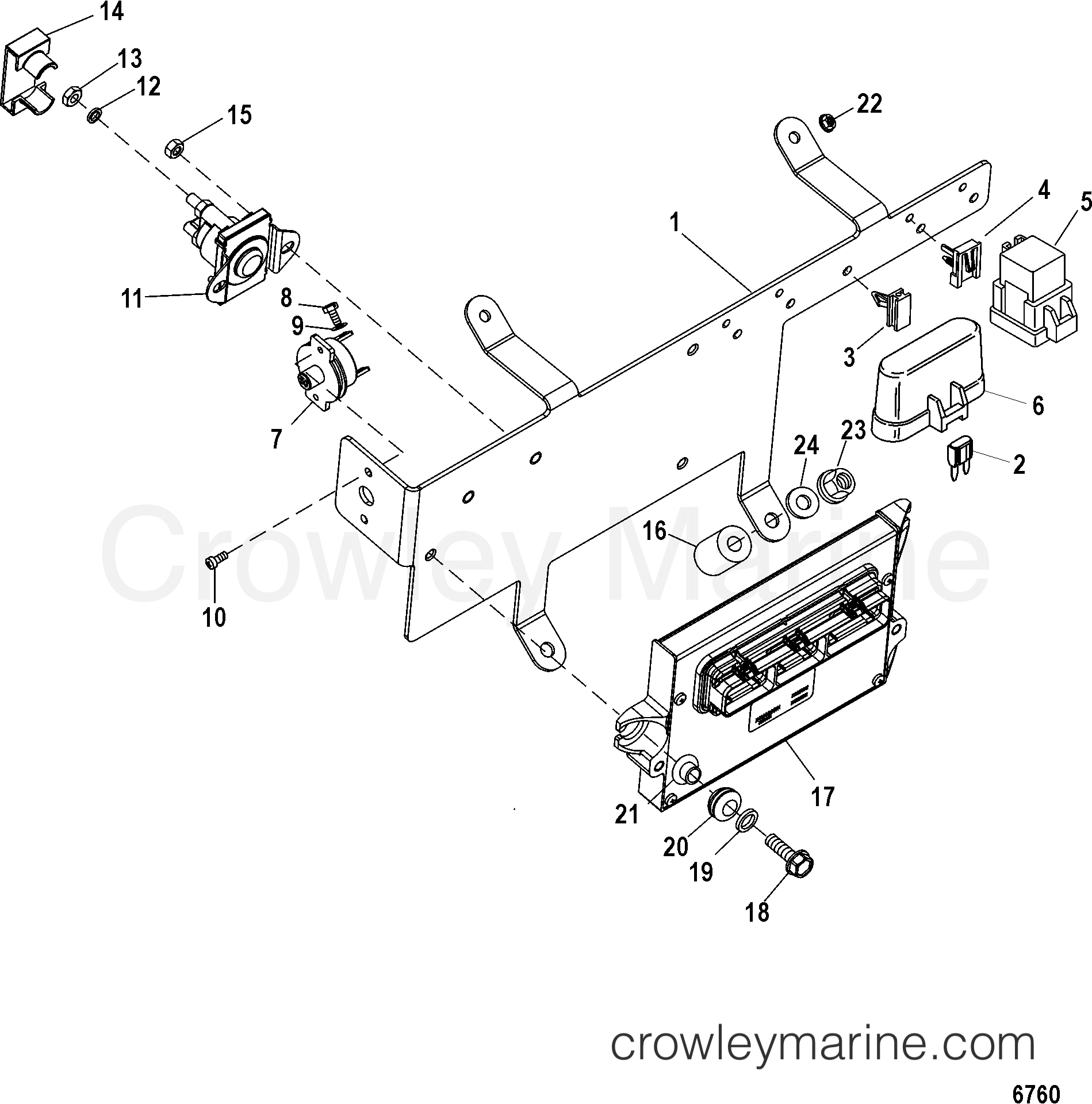 1998 Inboard Engine 8.1L HO [MPI] - 308100521 - PCM AND BRACKET