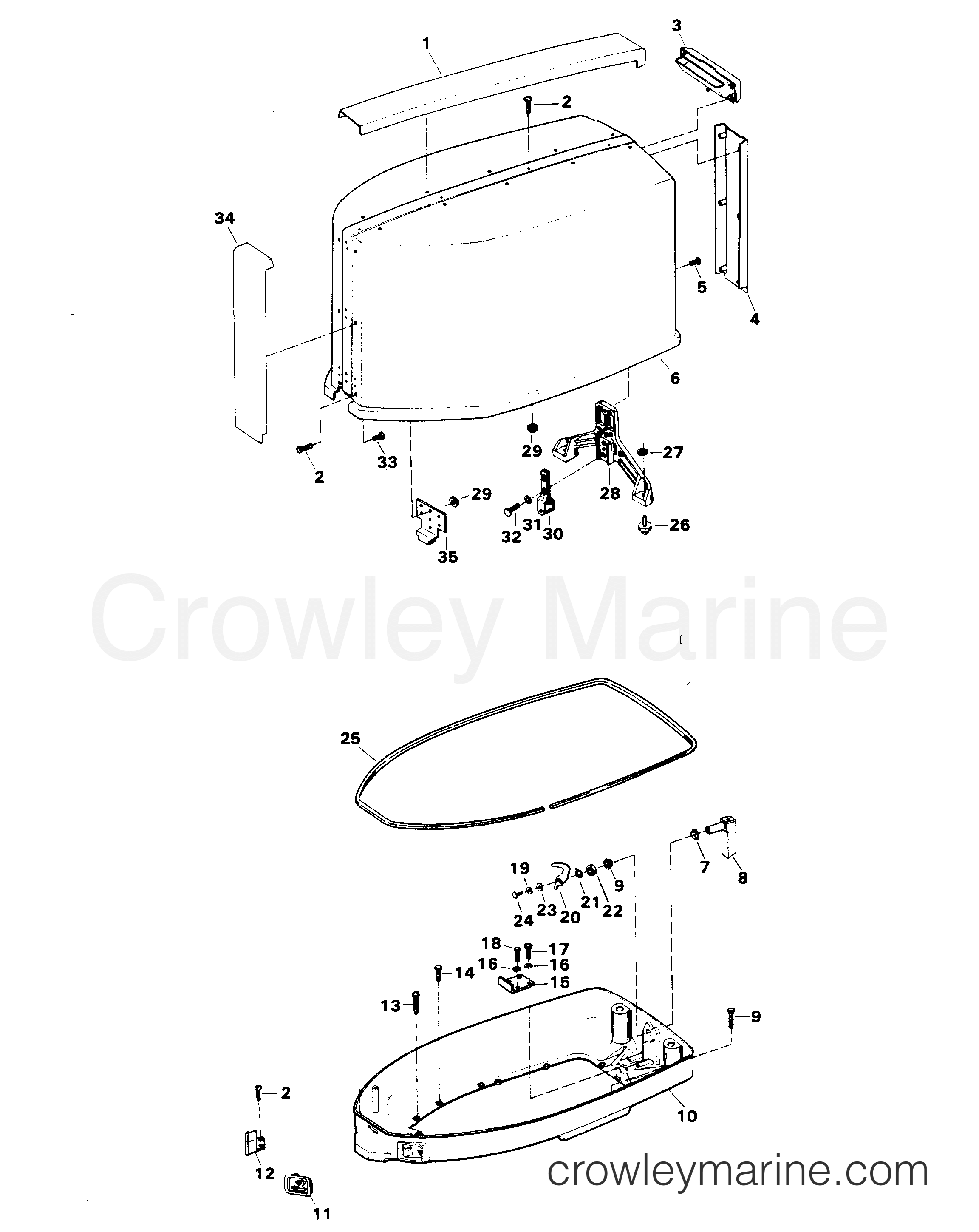 1983 Outboard 85 - 856X3L [Force] - ENGINE COVER AND SUPPORT PLATE