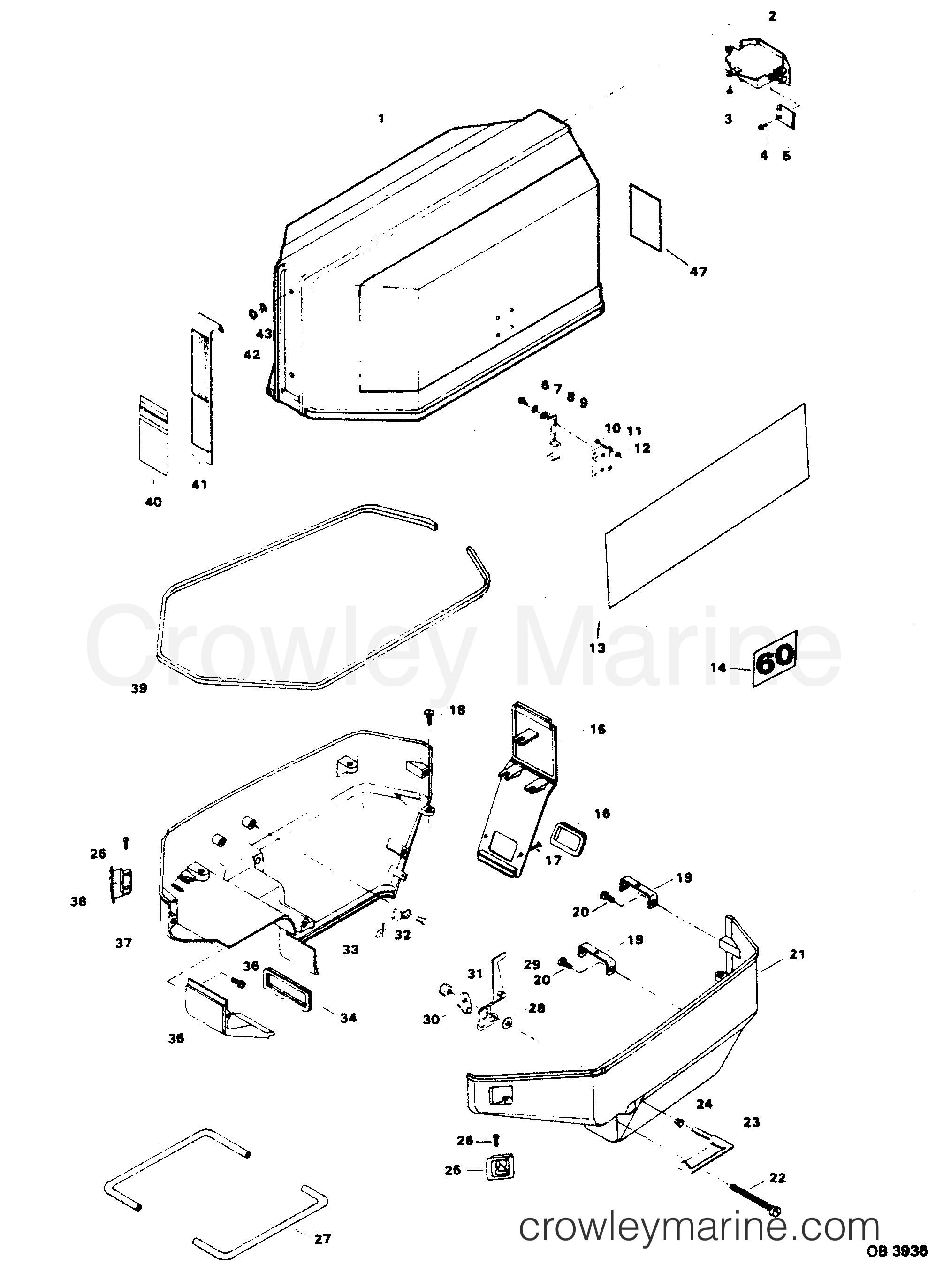 1985 Outboard 60 - 608F5A [Force] - ENGINE COVER AND SUPPORT PLATE
