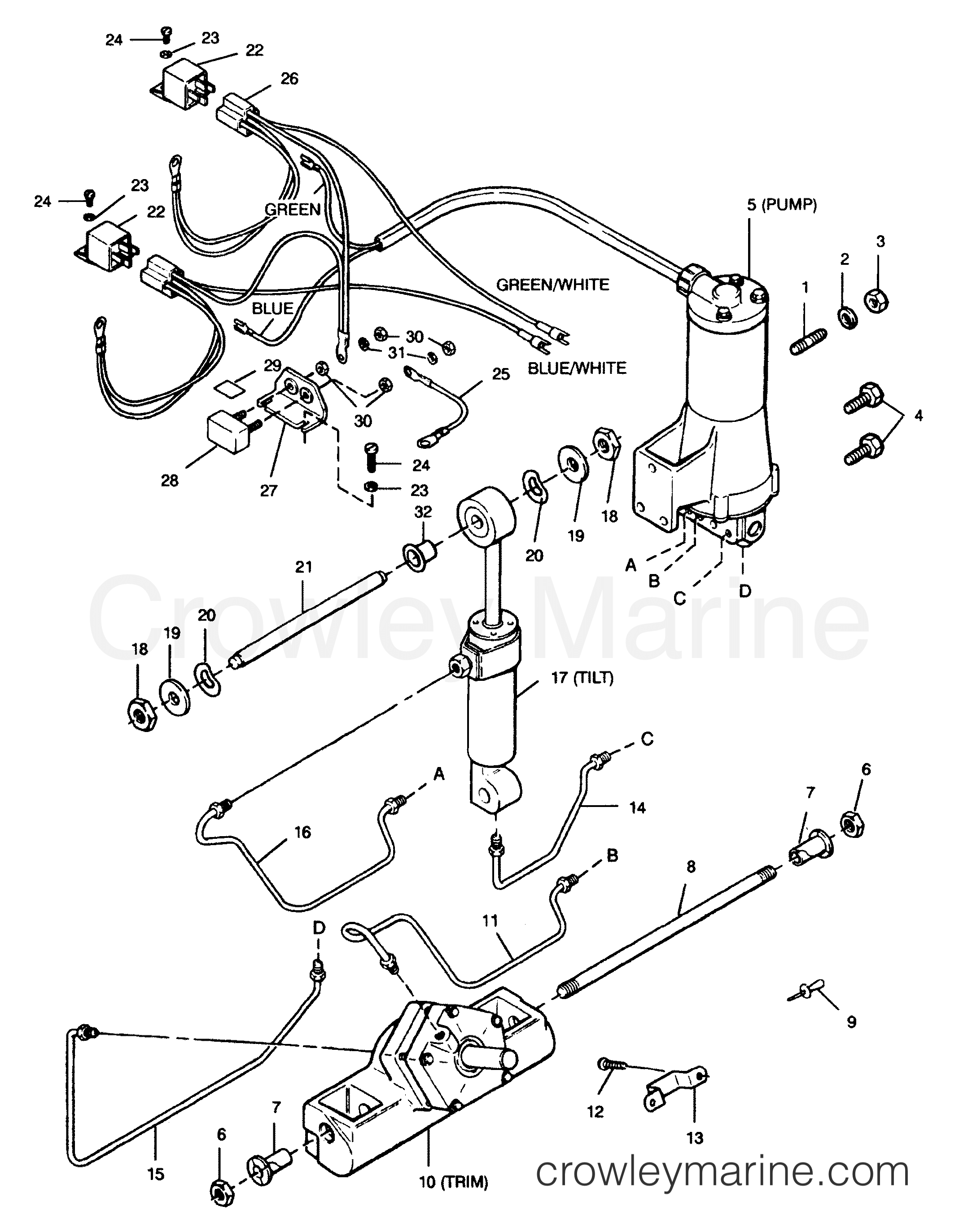 1991 Outboard 90 - 908E91A [Force] - POWER TRIM UNIT