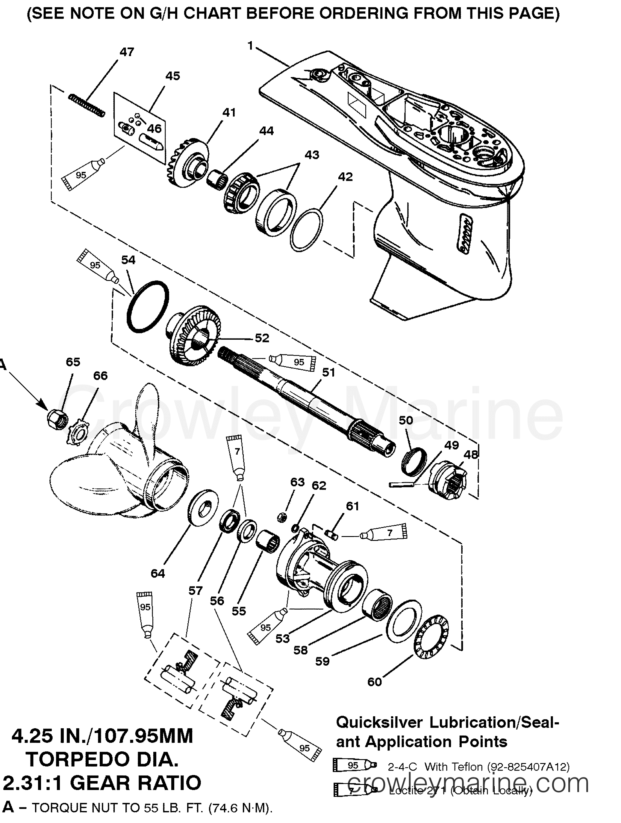 GEAR HOUSING (PROP SHAFT)(6 JAW REVERSE CLUTCH) 1996 Mercury Outboard