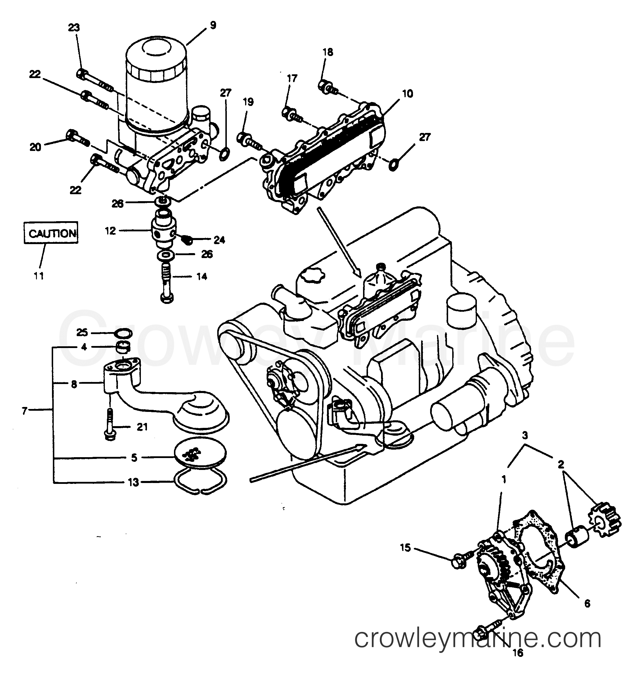 1990 Inboard Engine 3.9LD [STARBOARD] - 33922B9CS - LUBRICATING SYSTEM
