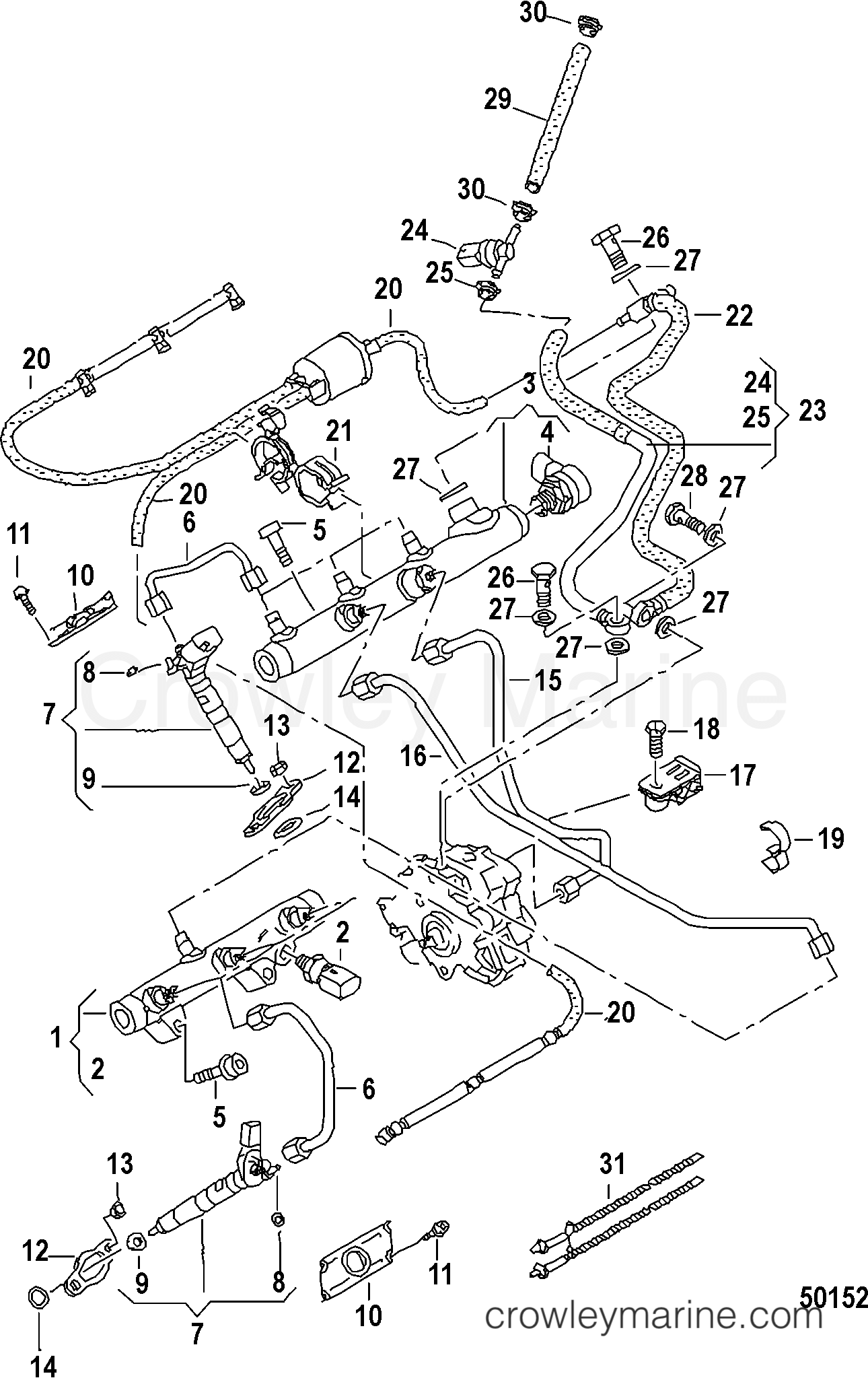 2013 Inboard Engine 3.0L TDI - 3D300056D - INJECTOR/PRESSURE PIPES