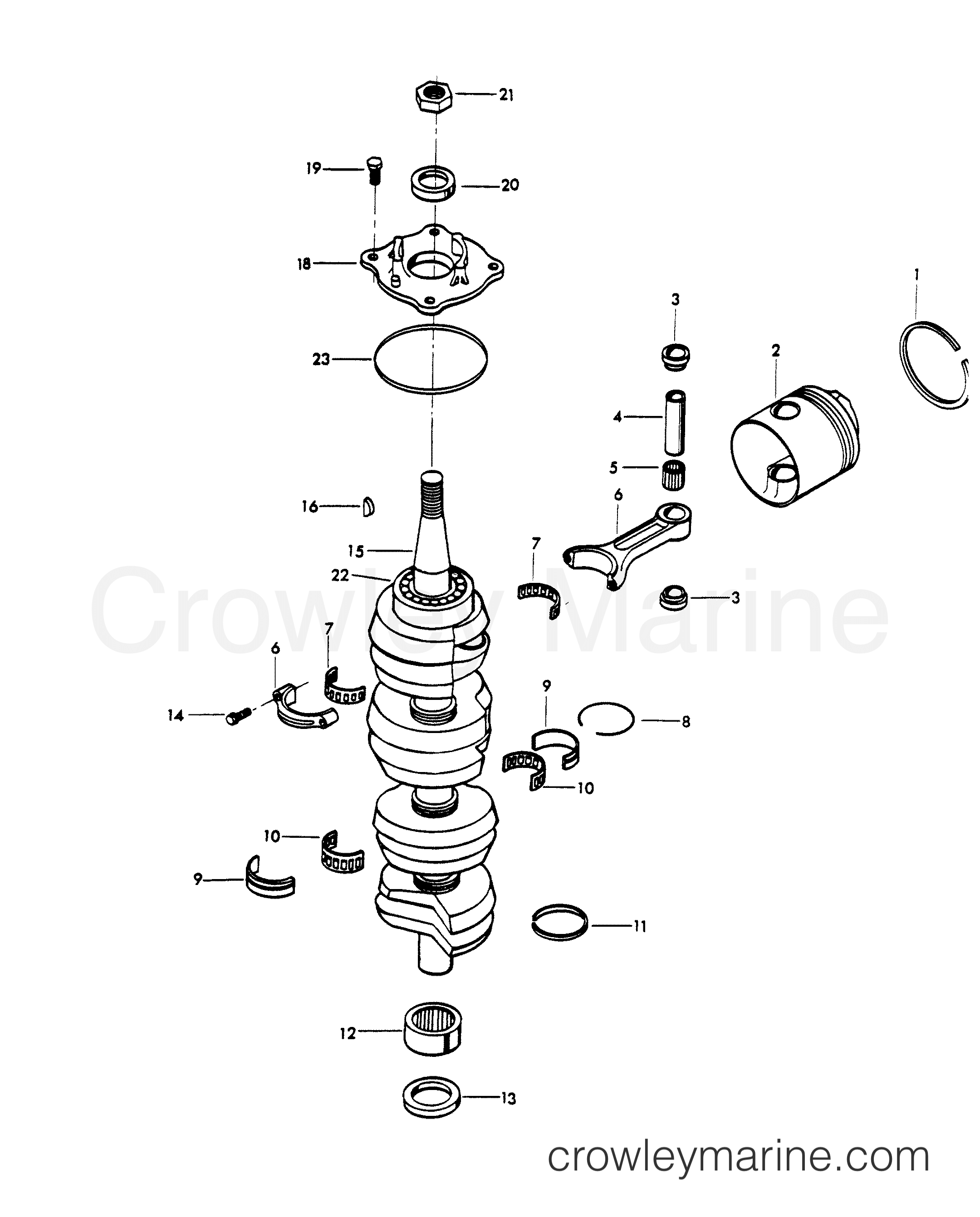 1979 Outboard 100 - H1007H79A - CRANKSHAFT AND PISTON GROUP