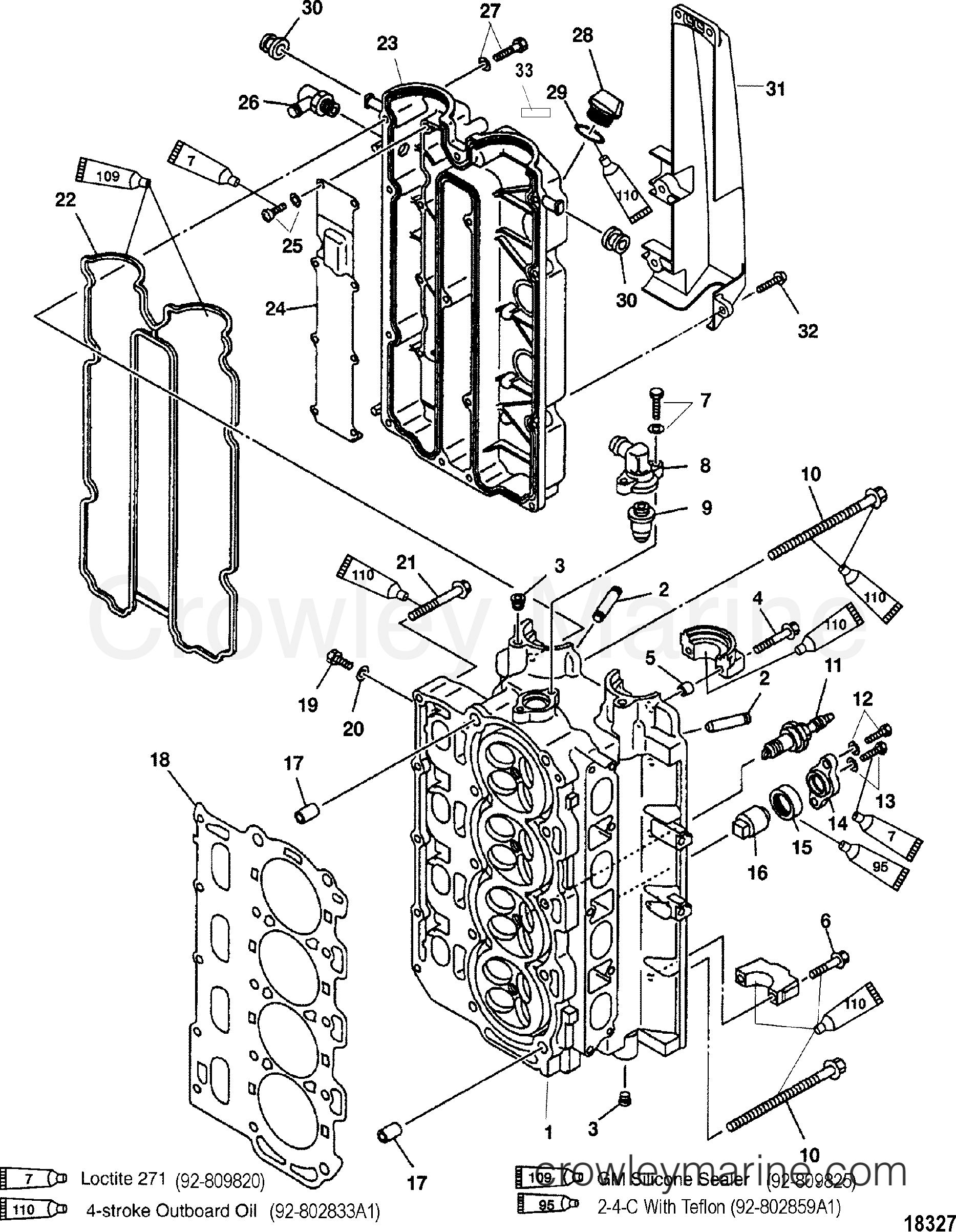 2001 Outboard 75 [ELPT 4] - 7F75412KR - CYLINDER HEAD