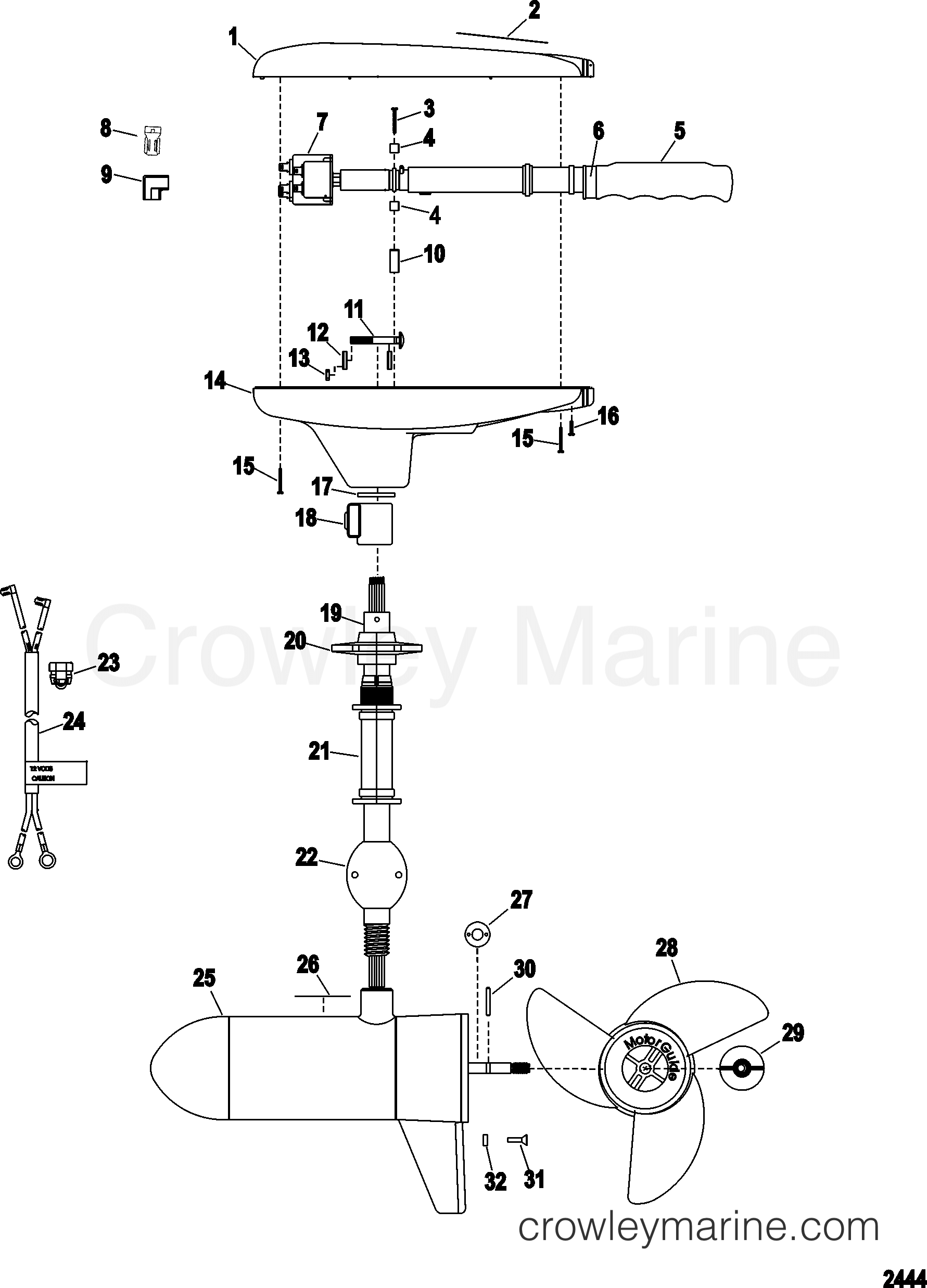 COMPLETE TROLLING MOTOR(MODEL GWB67W) (24 VOLT) 1995 Electric