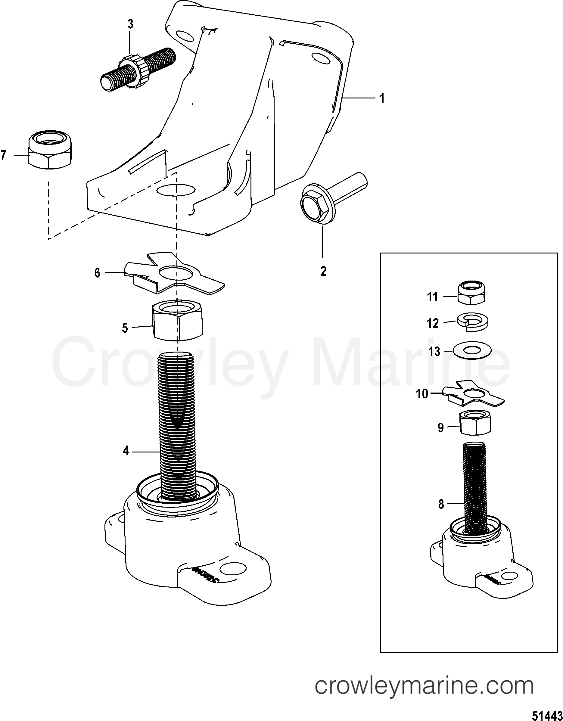 Serial Range Stern Drive 8.2L Mag EC (H.O. Model) - 2A051742 & Up - ENGINE MOUNTS
