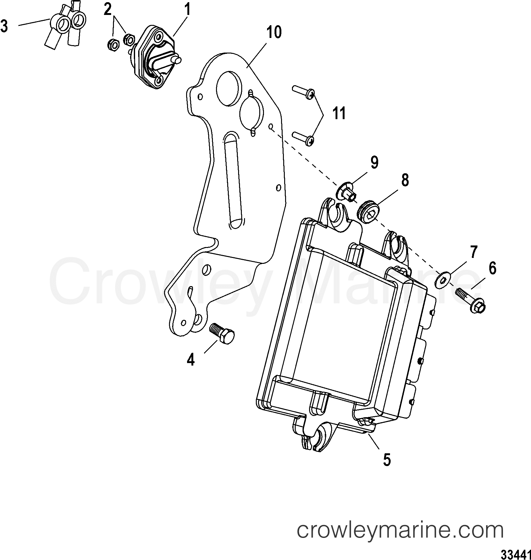 1998 Inboard Engine 350 MAG [BLK SCORP] - 33500458E - ELECTRICAL COMPONENTS, PCM AND BRACKET