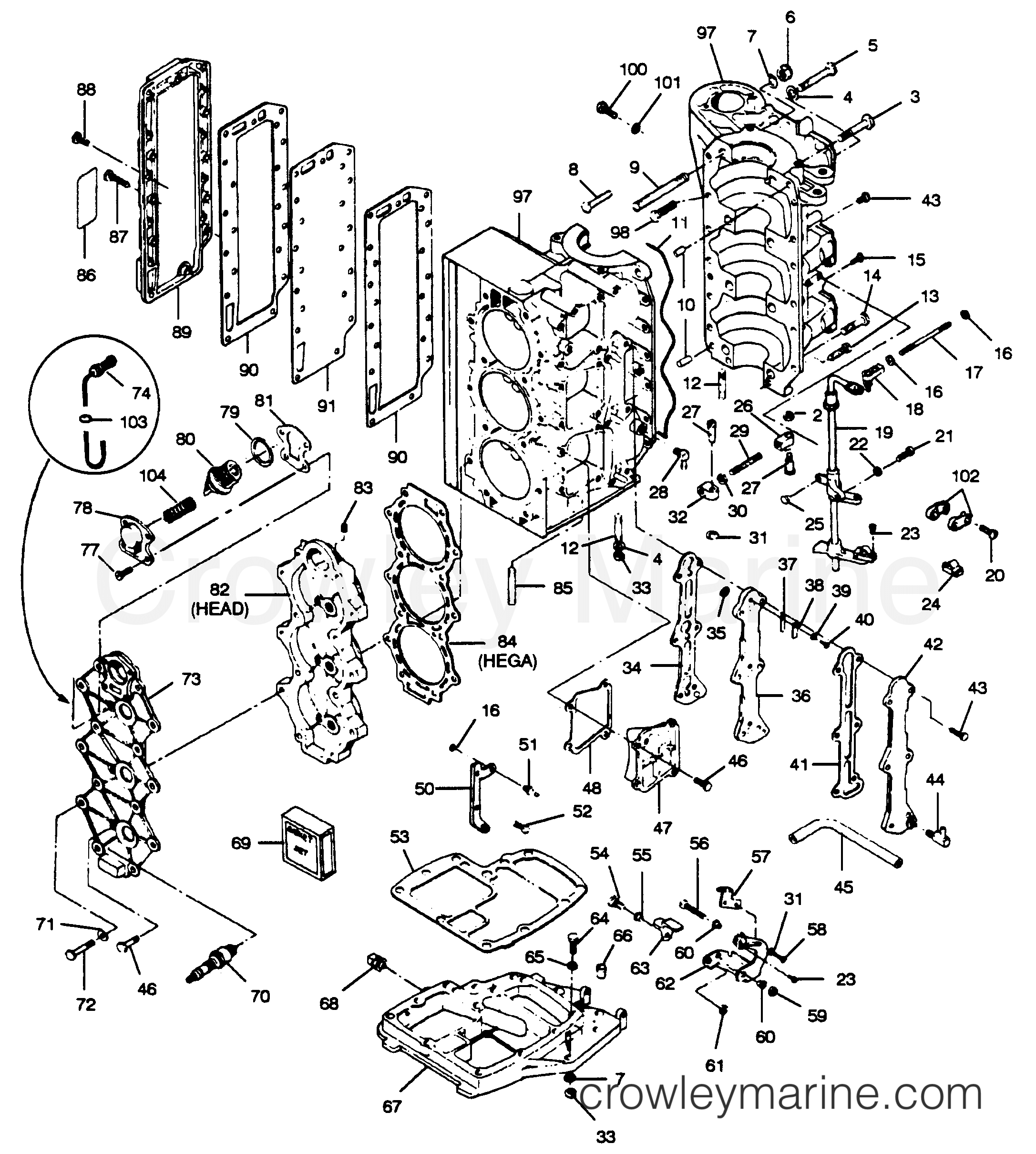 1989 Outboard 85 - 0C858F9C [Force] - POWER HEAD