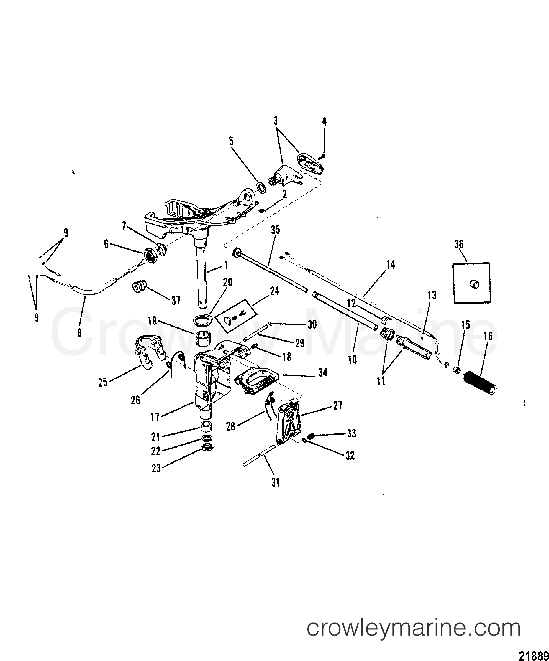1991 Outboard 10 [MH/ALT] - 7010207YB - SWIVEL BRACKET AND STEERING HANDLE
