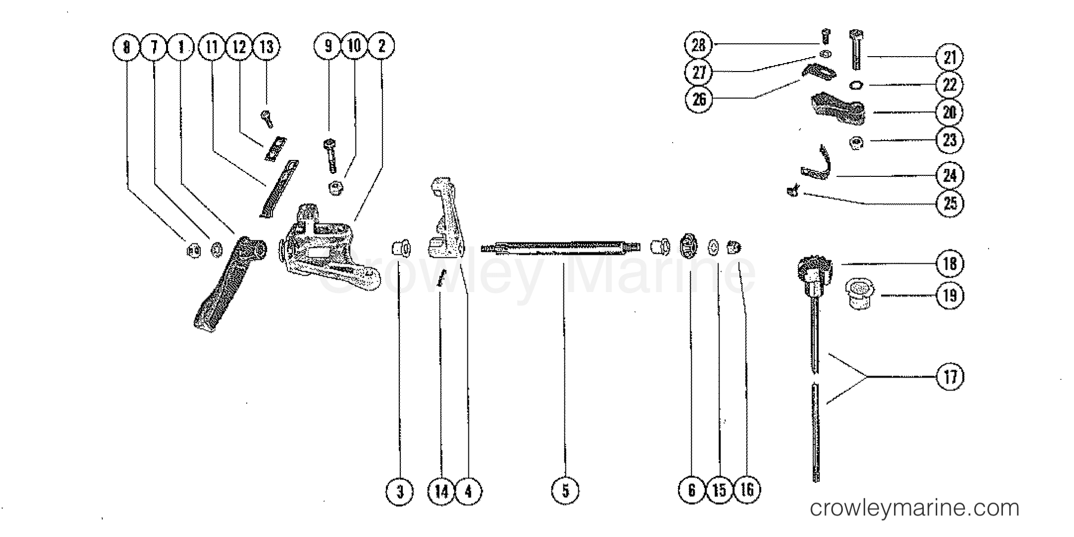 SHIFT CONTROL LINKAGE 1977 Mercury Outboard 20 [E] 1200507 Crowley Marine
