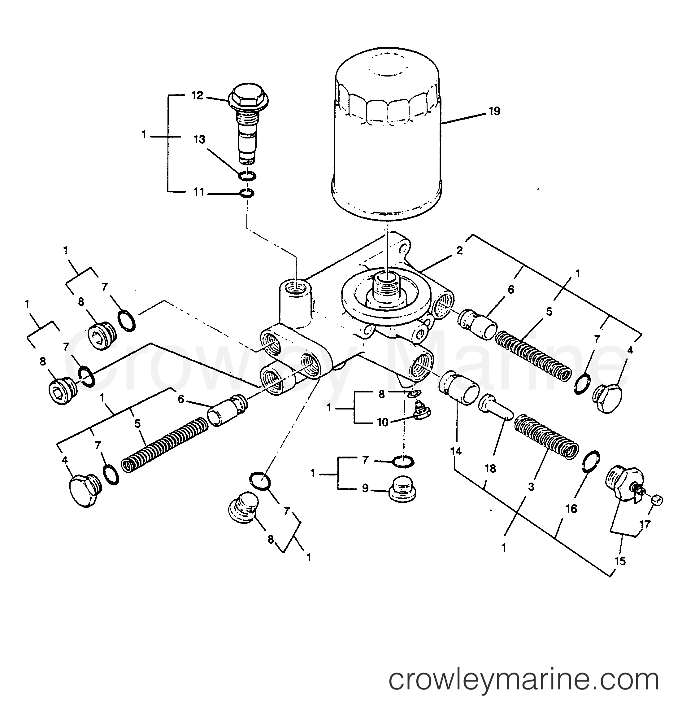 OIL FILTER BASE ASSEMBLY (P/N 156003490) - All Years Inboard Engine ...
