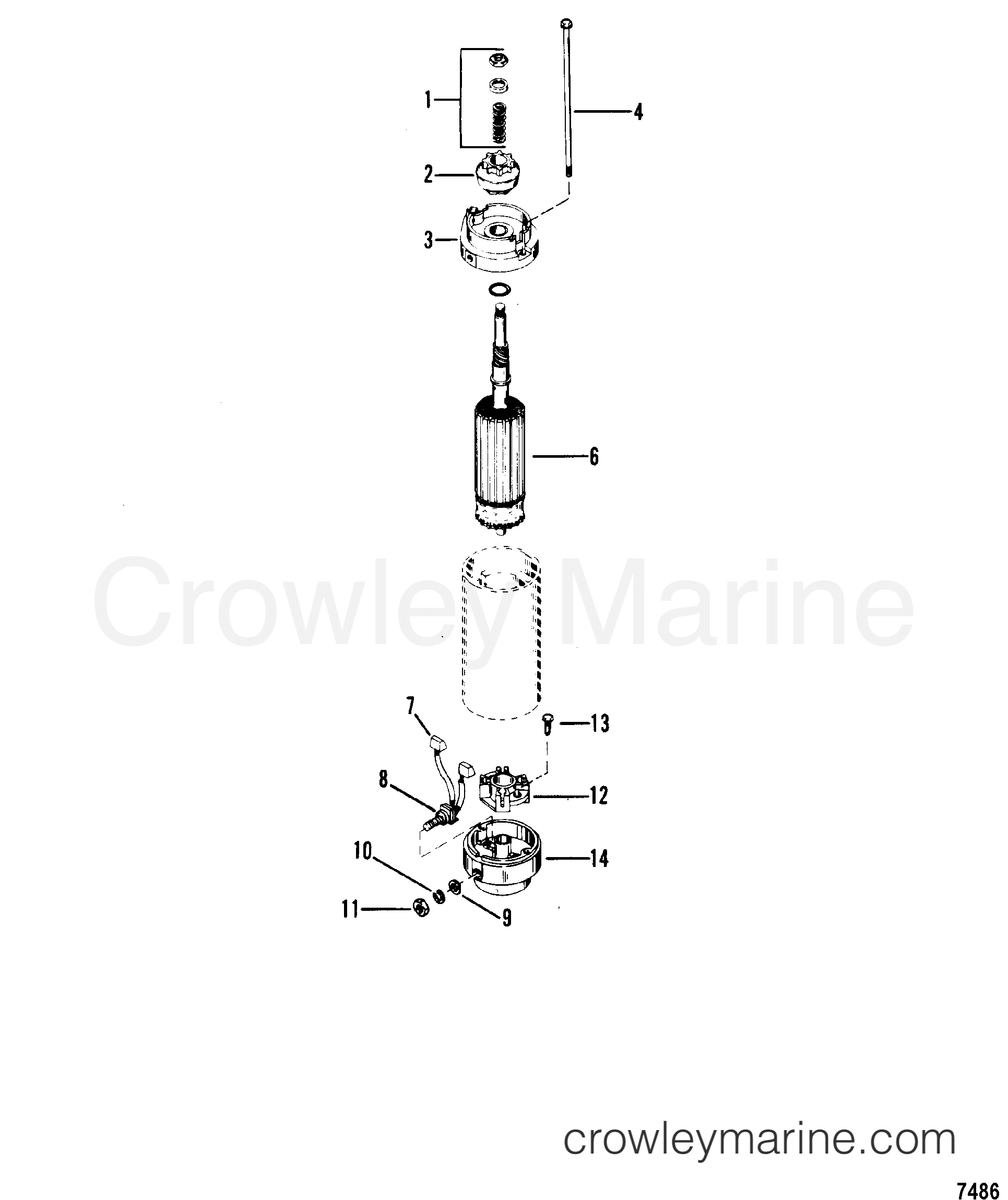 1982 Outboard 50 [EH] - 1050532 - STARTER MOTOR ASSEMBLY