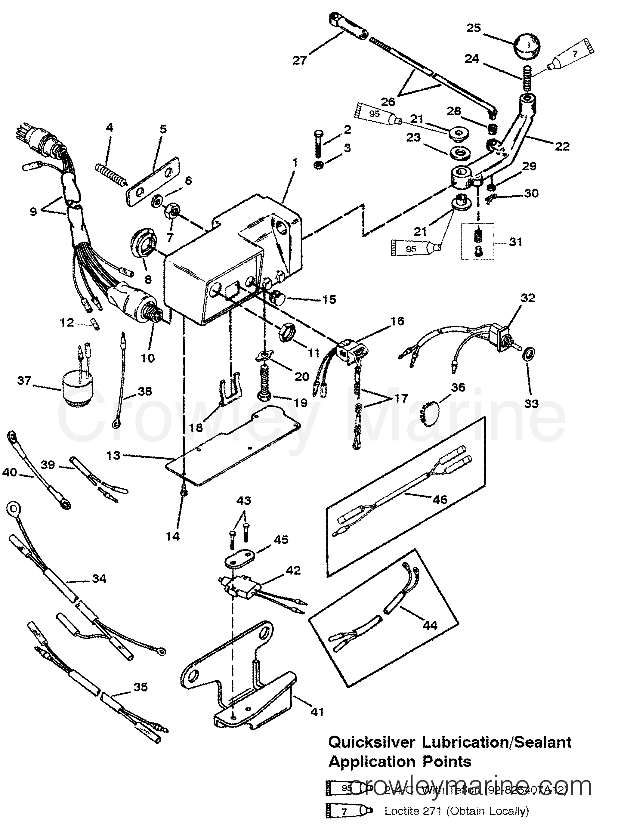 1995 Outboard 75 [MXLH] - 1075227RD - STEERING HANDLE COMPONENTS