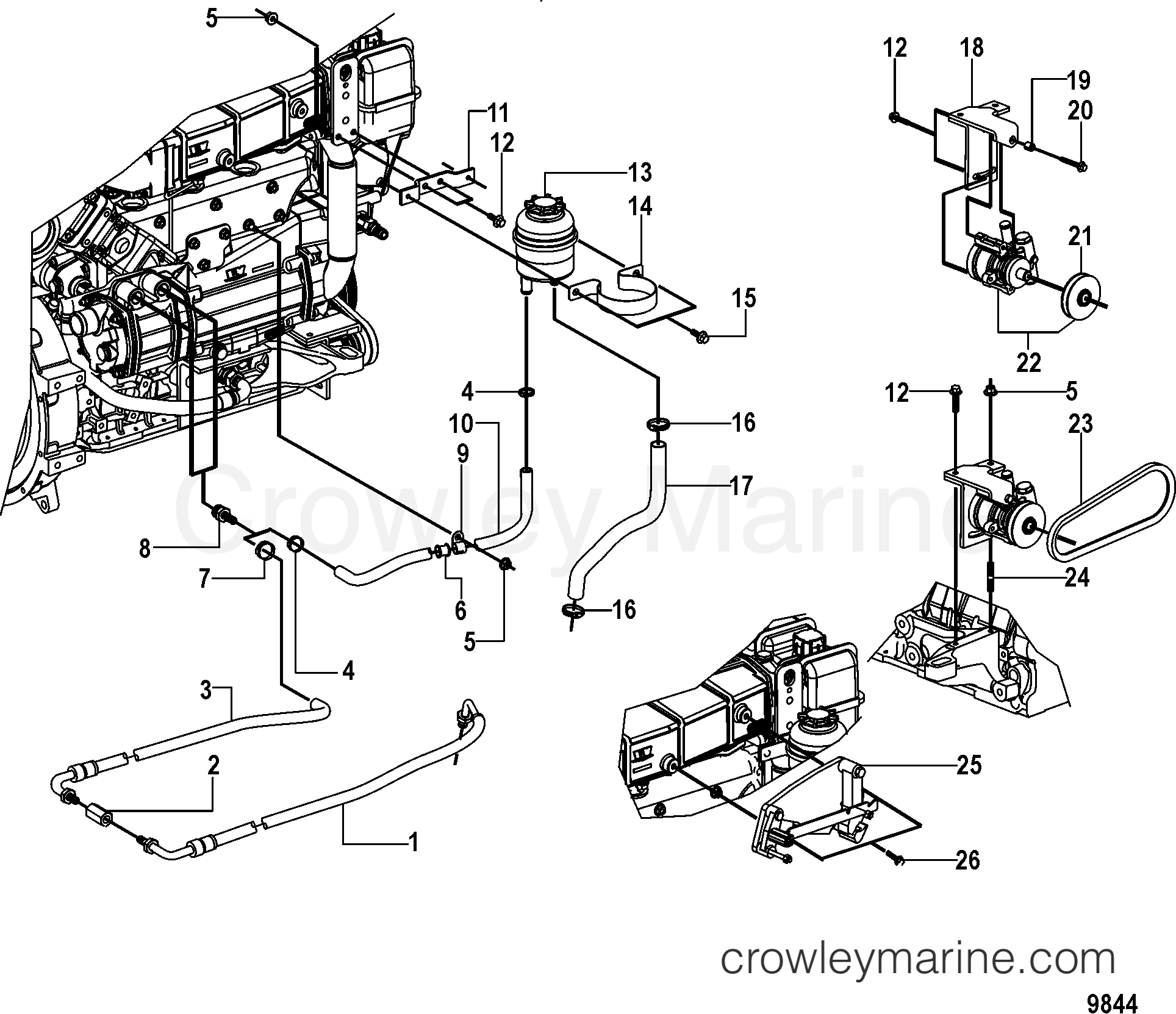 1998 Inboard Engine 2.8L [EI 170] - 30280010D - POWER STEERING AND SHIFT BRACKET