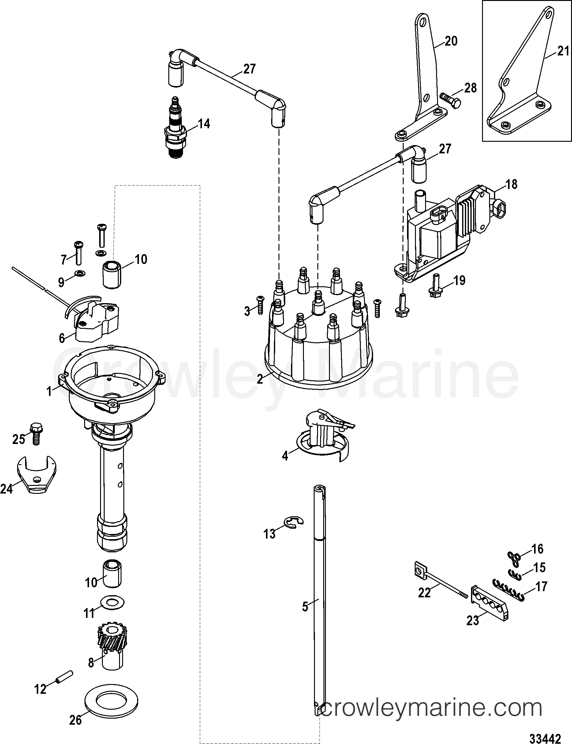 1998 Inboard Engine 6.2L [MPI] - 30620399E - DISTRIBUTOR AND IGNITION COMPONENTS