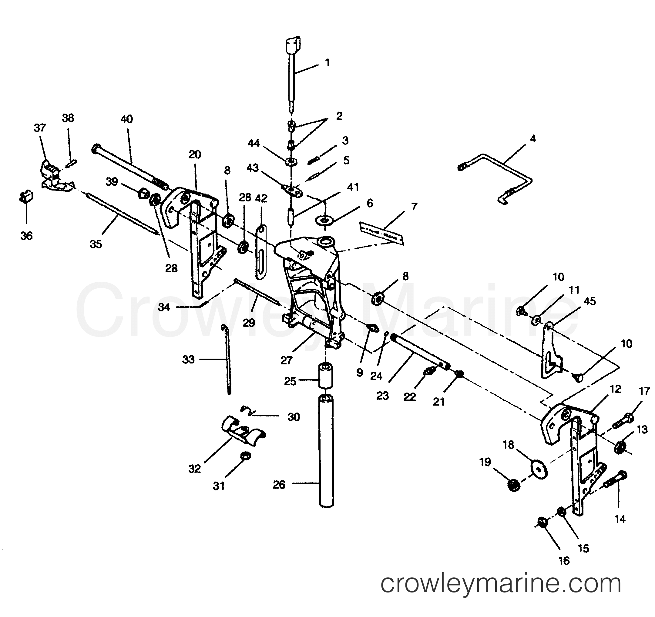 SWIVEL BRACKET AND STERN BRACKETS MODELS WITHOUT POWER TRIM - 1991