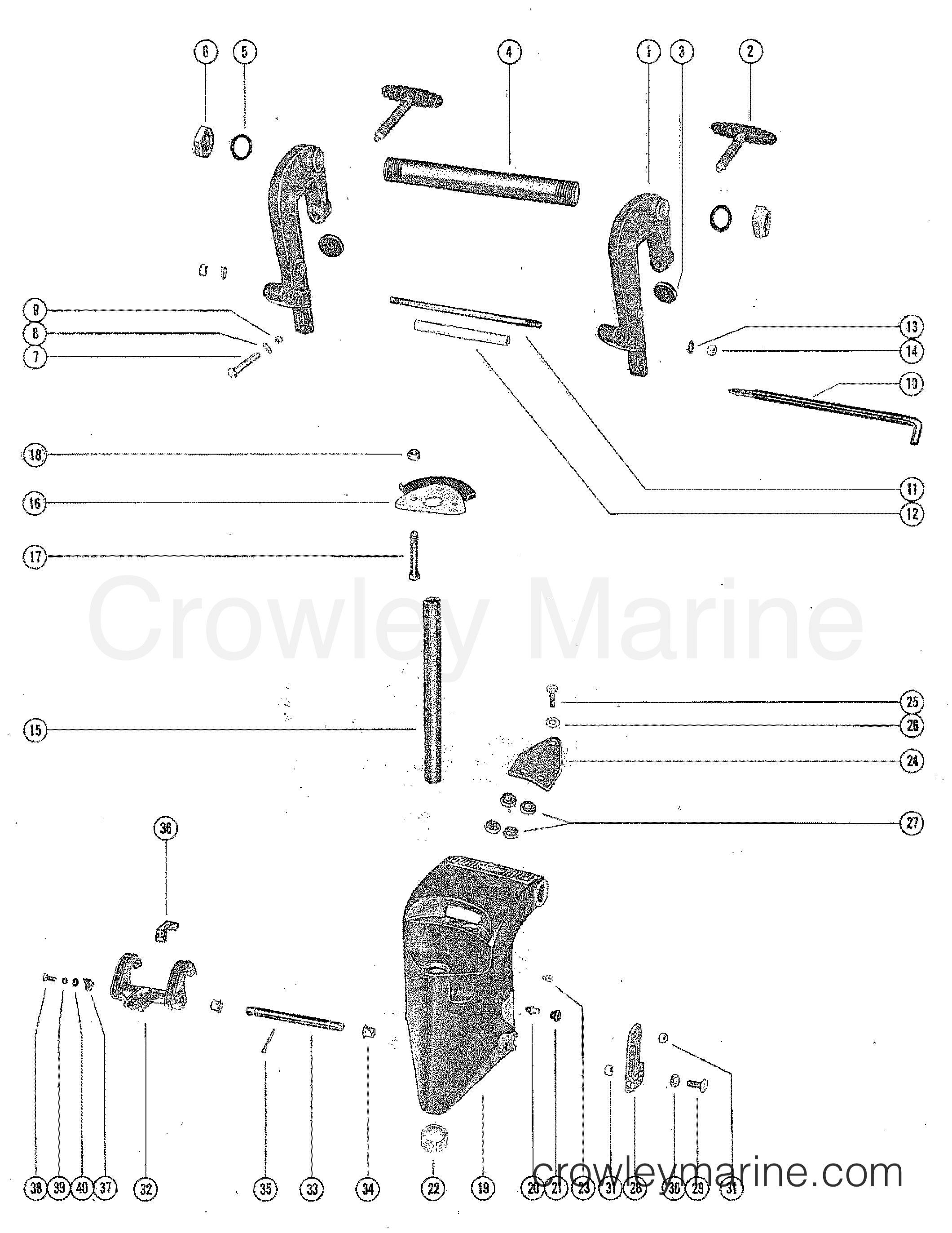 CLAMP AND SWIVEL BRACKET ASSEMBLY 1975 Outboard 20 1200205 Crowley