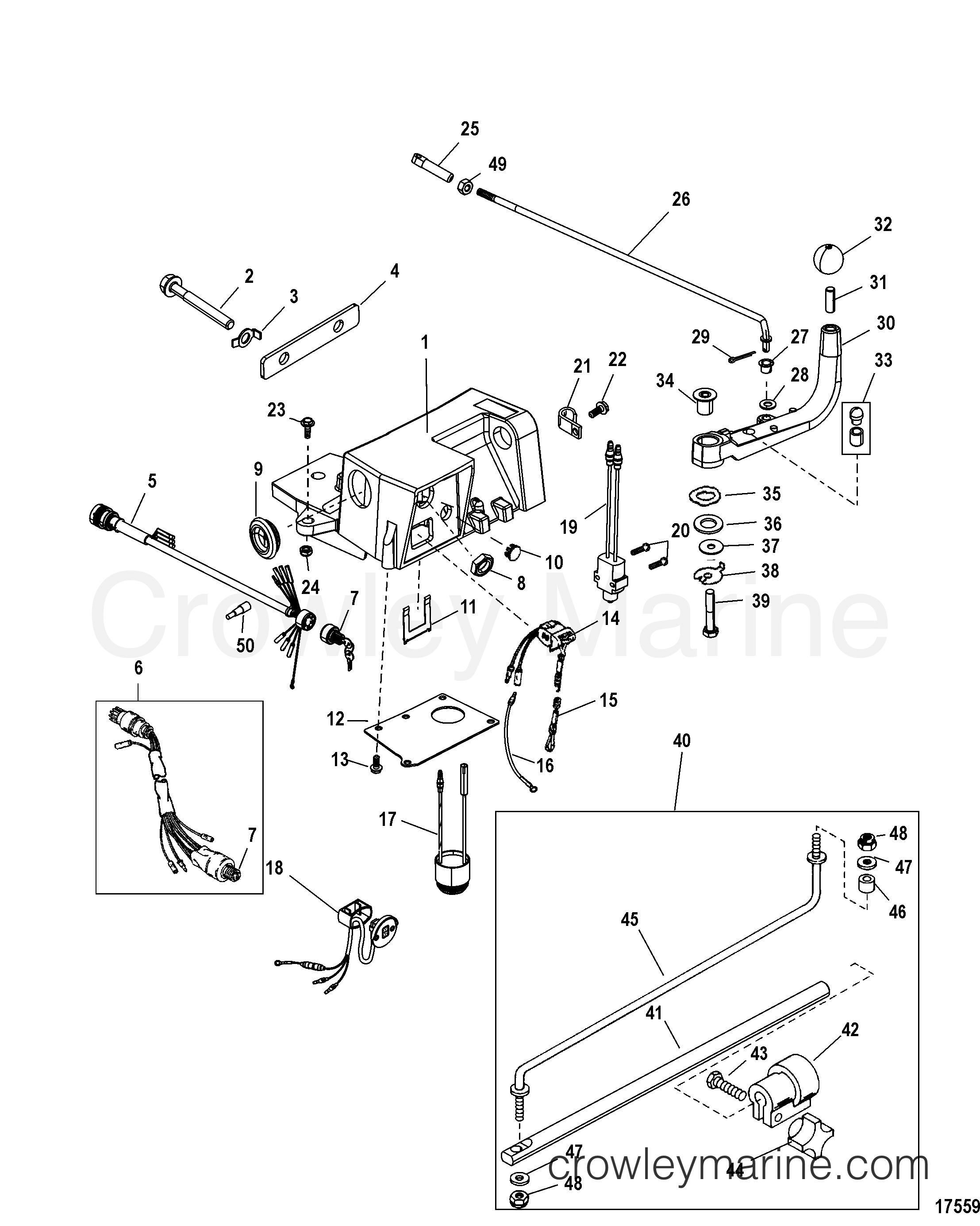 2005 Outboard 75EFI [ELPT 4] - 1F75413DN - STEERING HANDLE KIT COMPONENTS