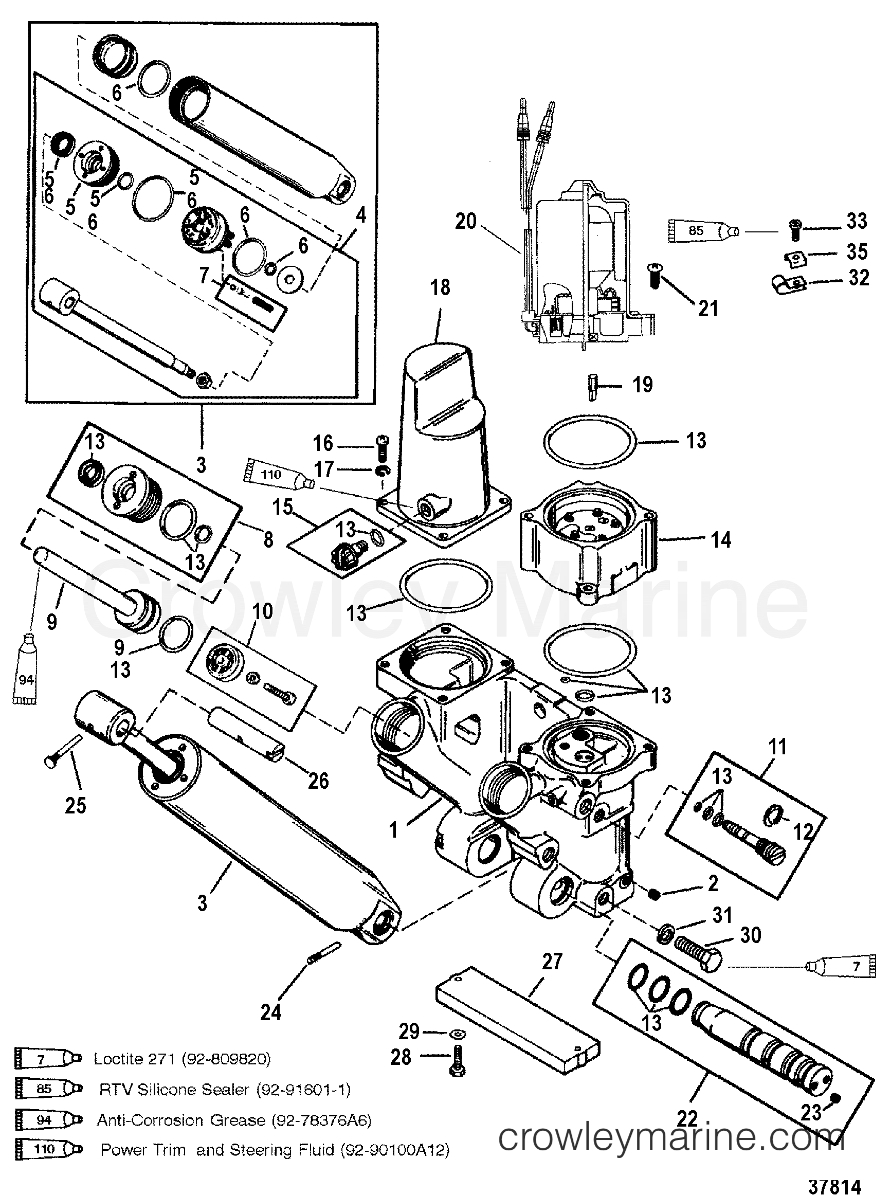 1997 Outboard 225 [L EFI] - 7225413FT - POWER TRIM COMPONENTS