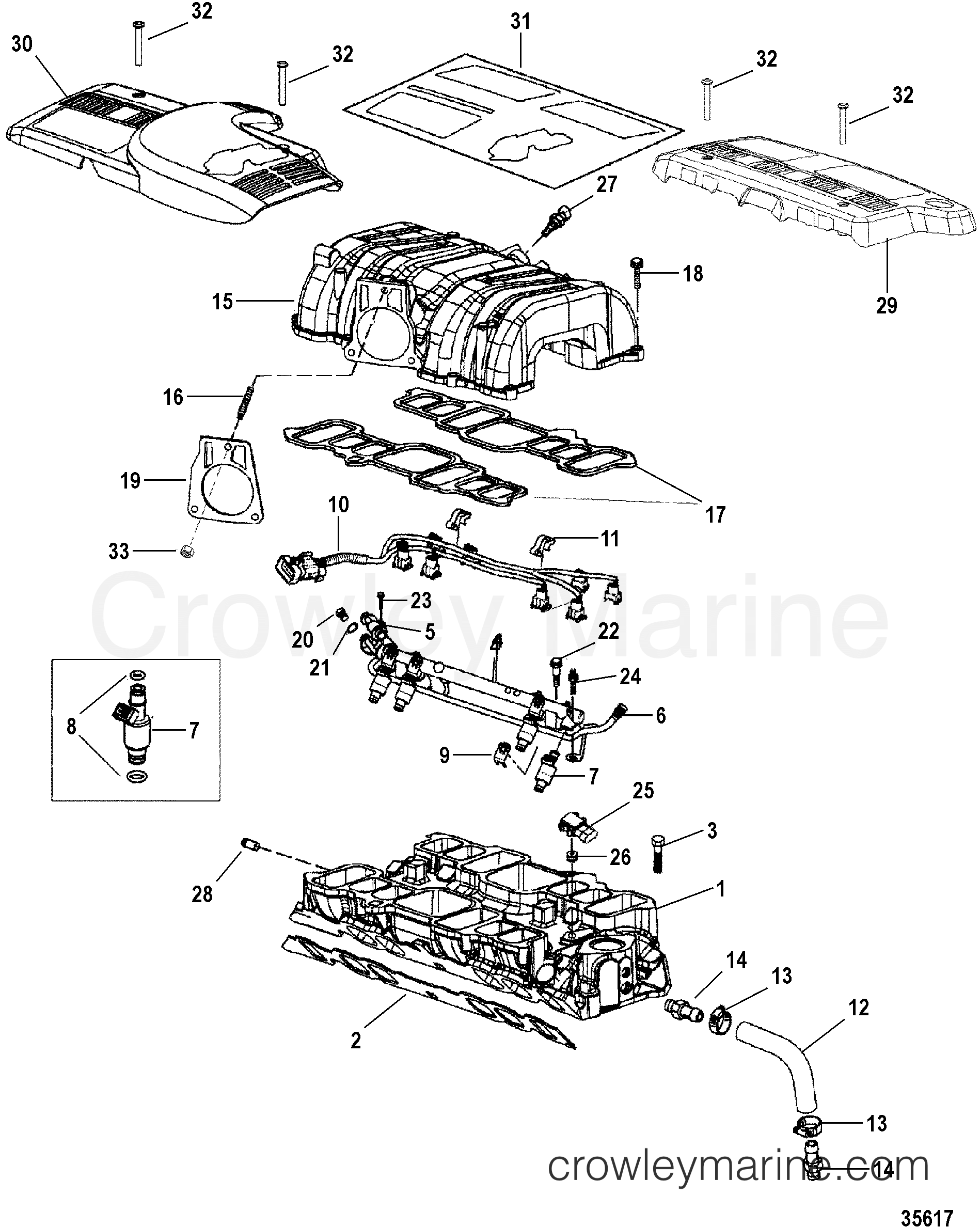 INTAKE MANIFOLD AND INTAKE PLENUM - 1998 Stern Drive 7.4L [BRAVO