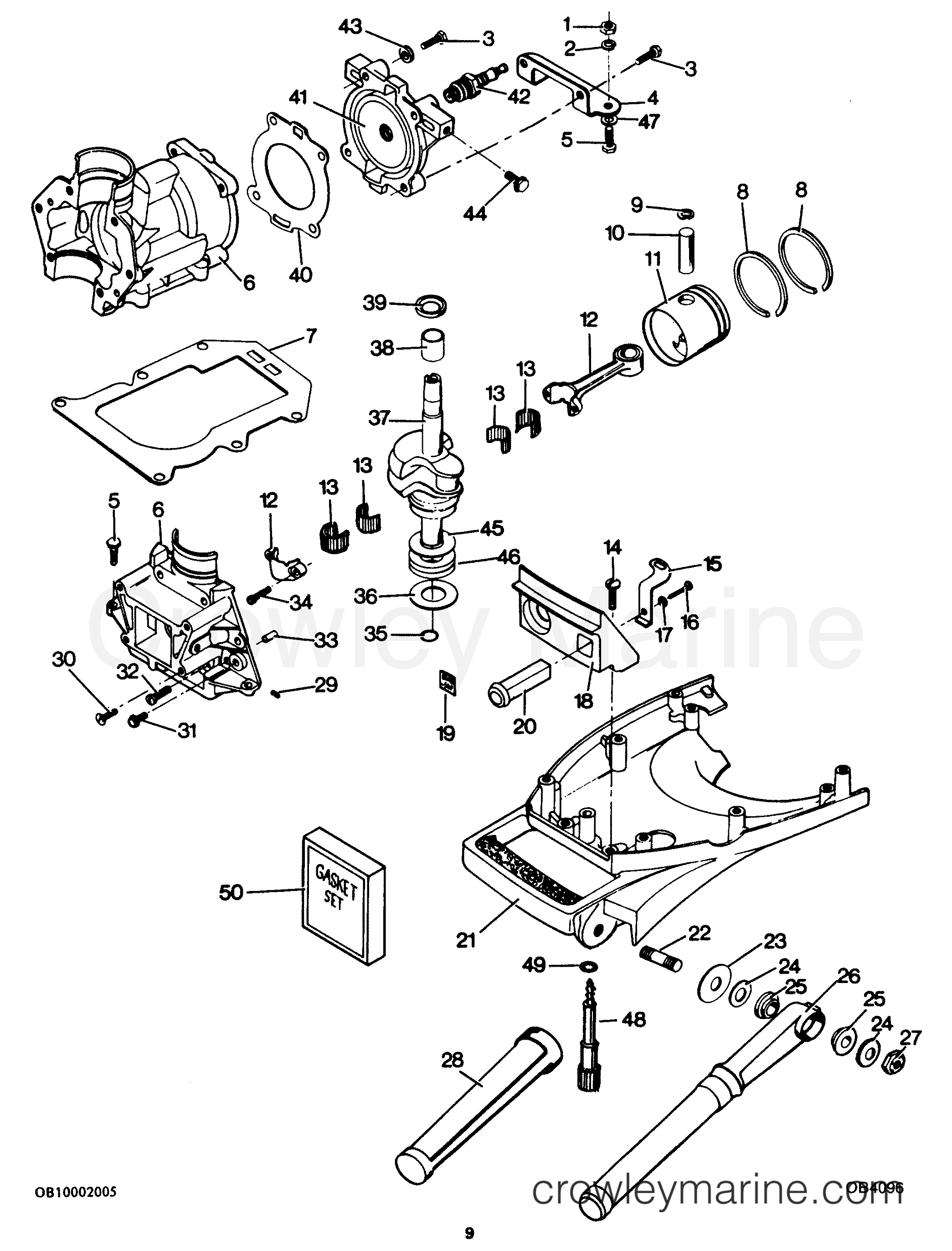 1987 Outboard 4 - 42F7A [Force] - POWER HEAD & SUPPORT PLATE