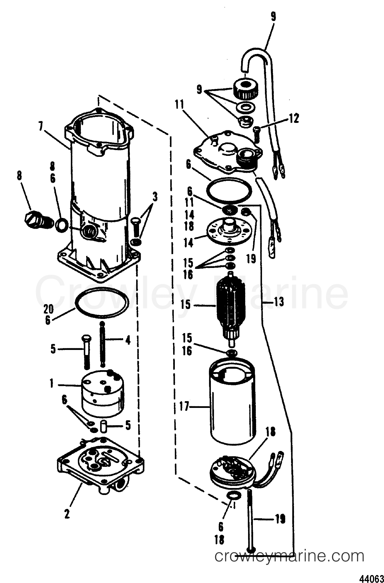 1991 Outboard 90 - H0908F91E [E] - PUMP/MOTOR ASSEMBLY