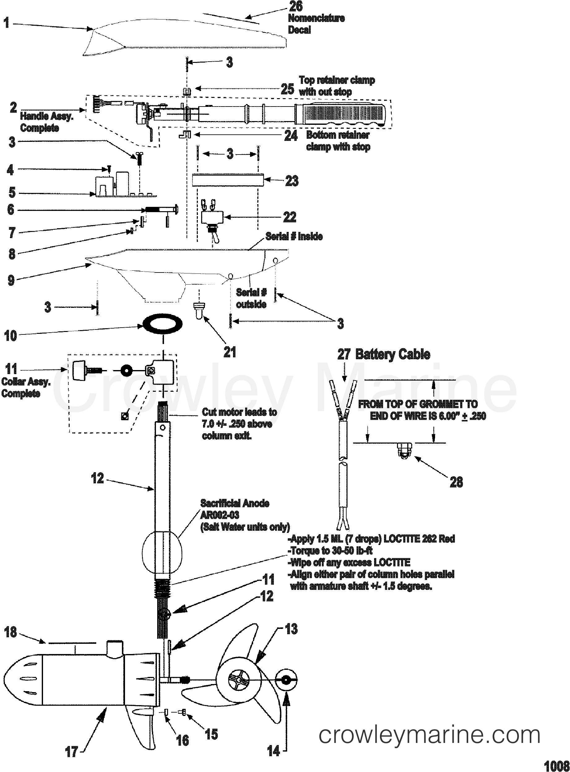 COMPLETE TROLLING MOTOR(MODEL ET52V) (24 VOLT) 1999 Electric Trolling