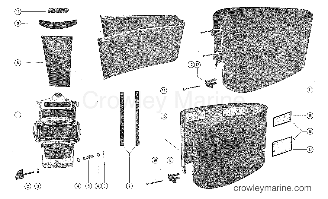 Diagram Of 1975 Mercury Marine Mercury Outboard 1850525 Cowling And