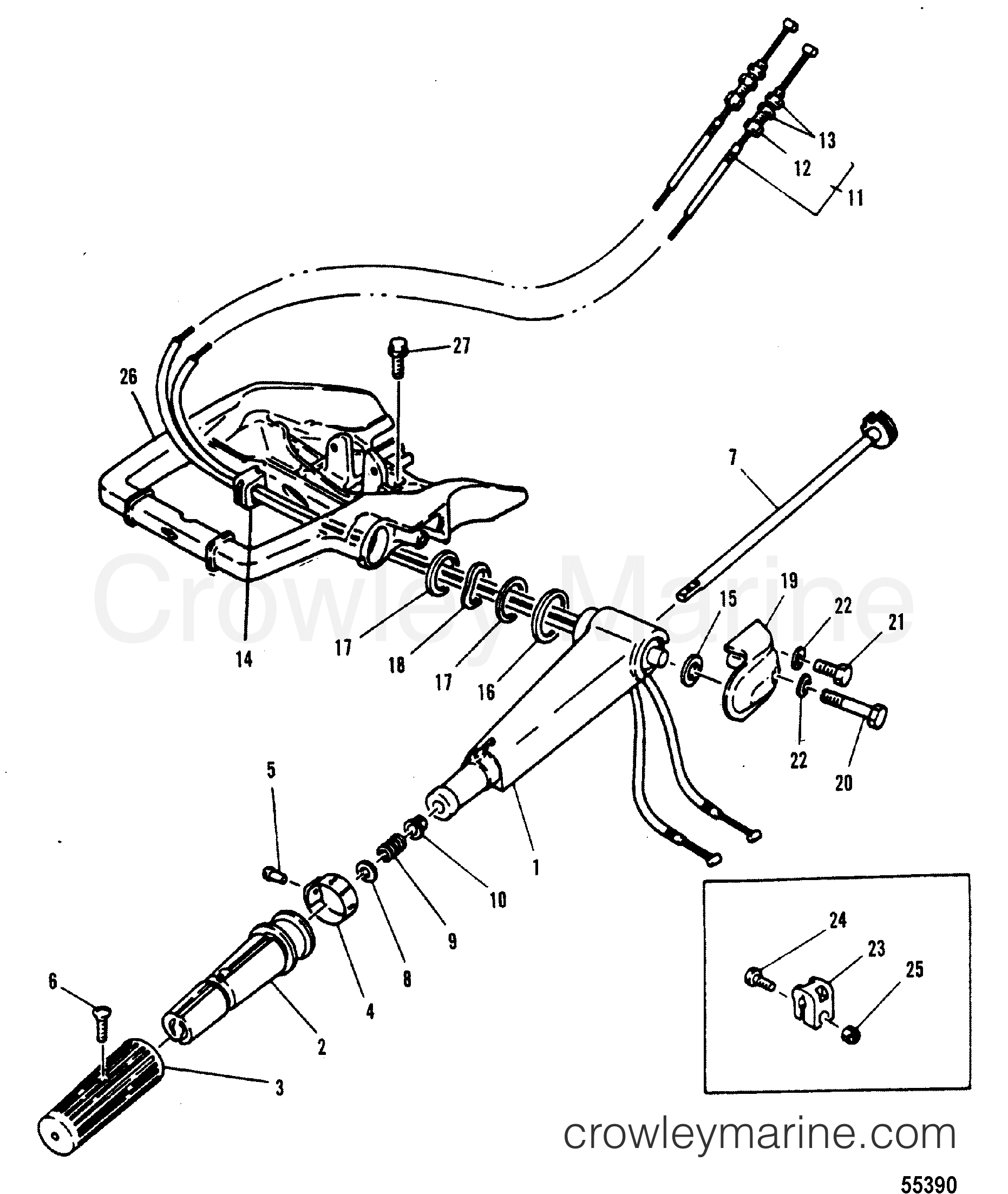 Serial Range Outboard 20C (THRU PROP. EXHAUST) - 6A9-010112 & Up - STEERING HANDLE