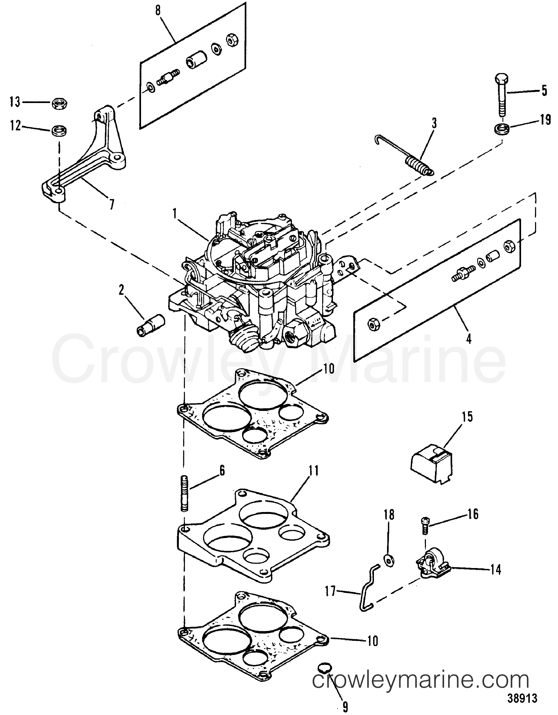 1981 Inboard Engine 340 - 3341901 - CARBURETOR AND LINKAGE