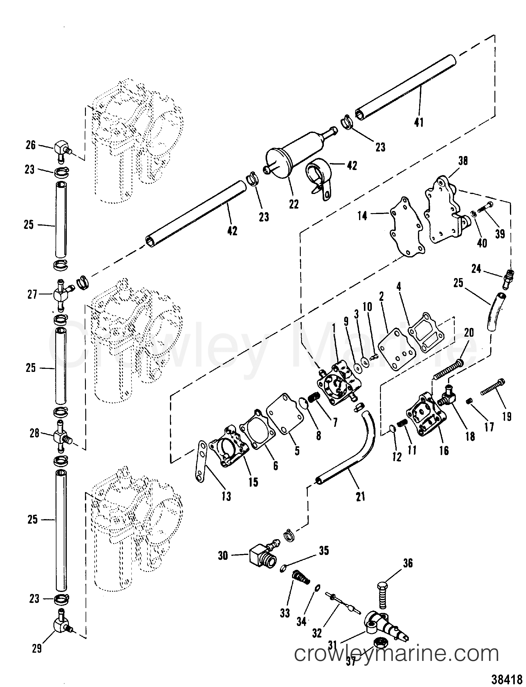 FUEL PUMP AND FUEL LINES(NEW STYLE FUEL PUMP) 1987 Mercury Outboard