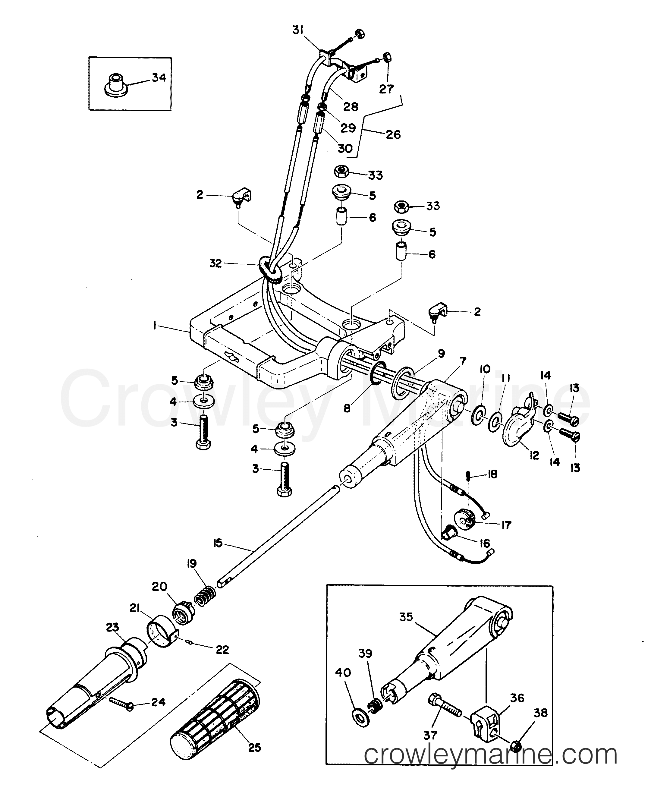 Serial Range Outboard 8A - 655-300100 AND BELOW - STEERING HANDLE