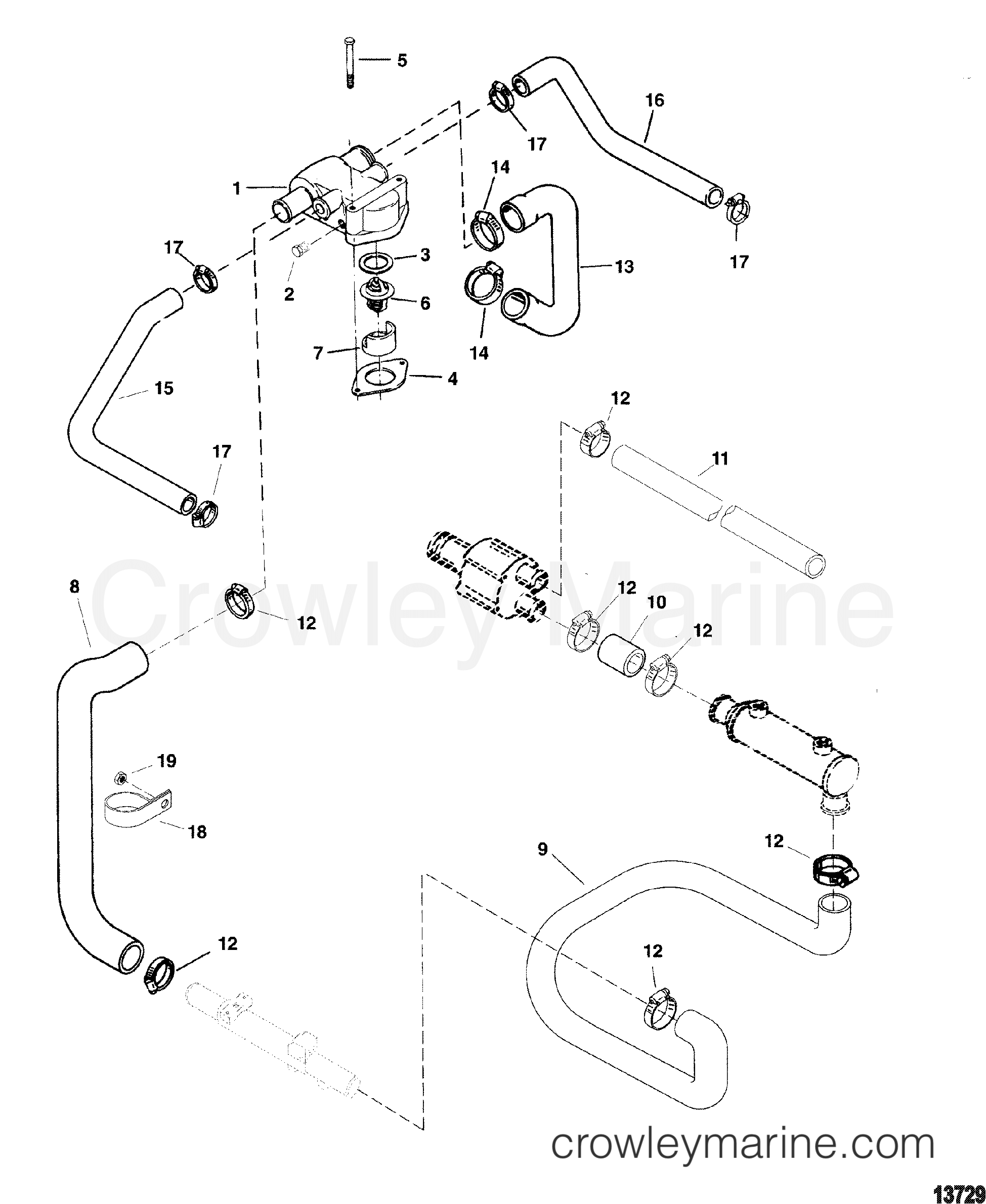 1998 Inboard Engine 350 MAG [MPI/SKI] - 39411E9LS - STANDARD COOLING SYSTEM