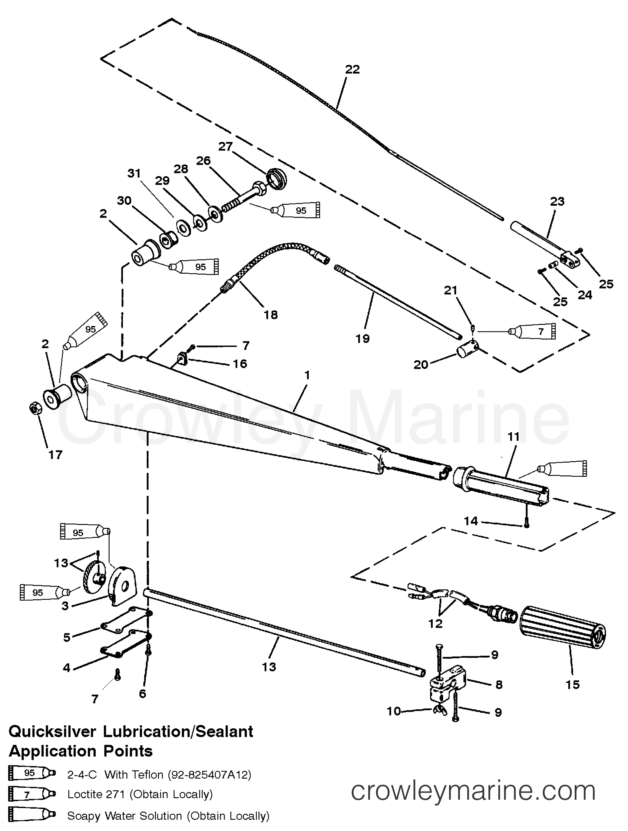 1998 Outboard 75 [MLH] - 7075217GD - STEERING HANDLE COMPONENTS