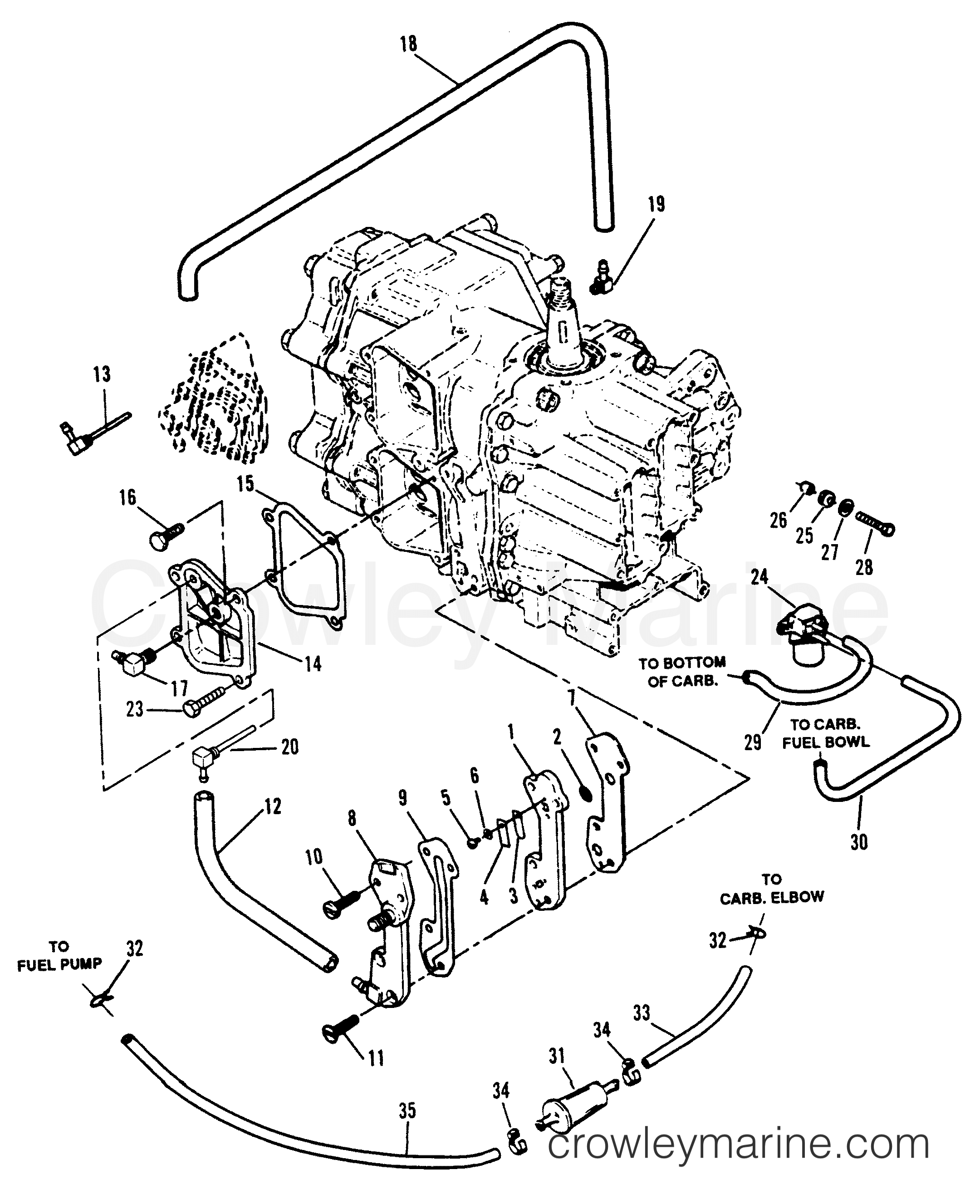 Serial Range Outboard 40 [1992-1994] - 1992-C [Force] - RECIRCULATION AND PRIME SYSTEM (92C) E000001,E065371