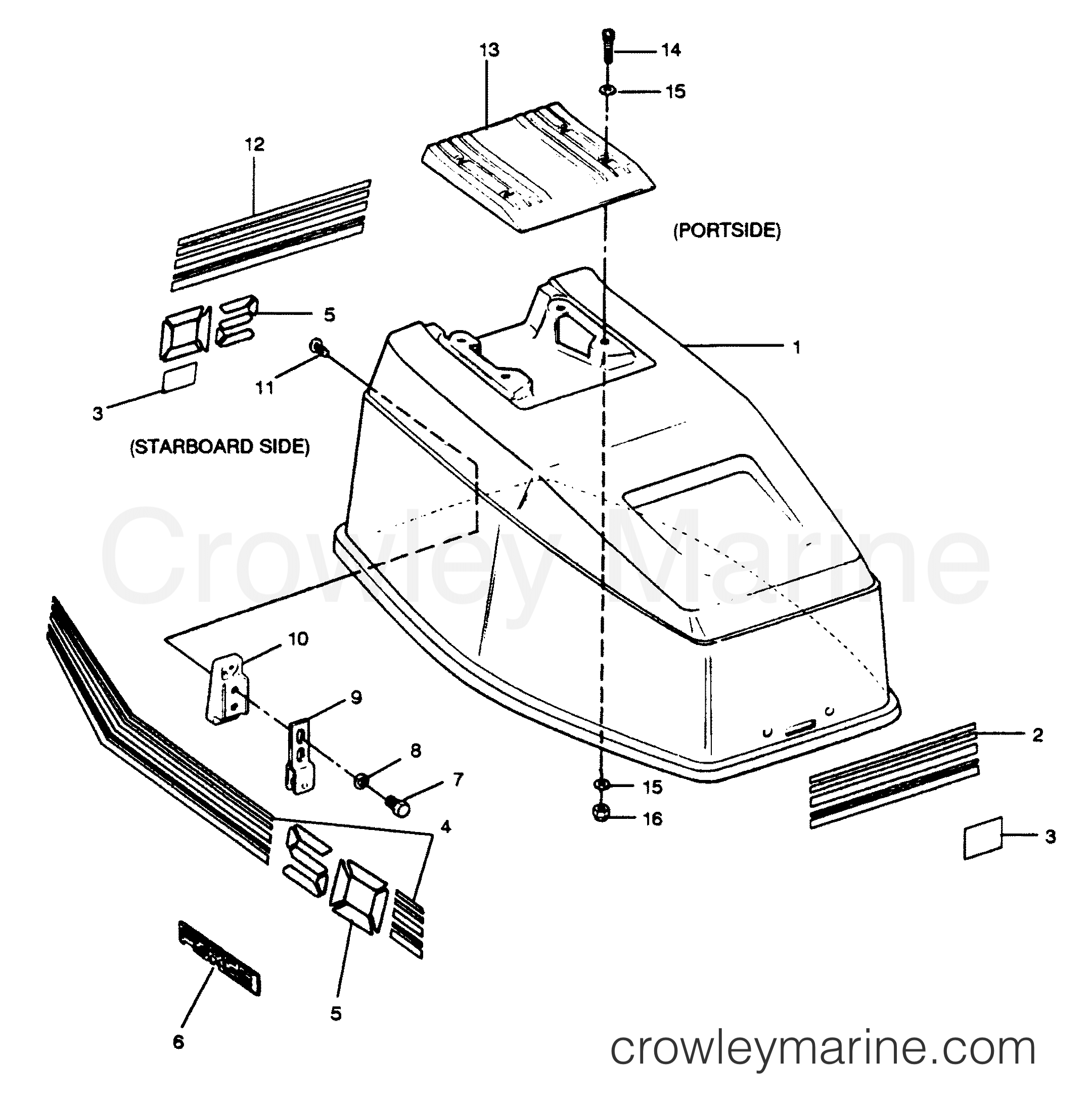 1988 Outboard 50 - 504S8D [Force] - ENGINE COVER BAYLINER MODELS