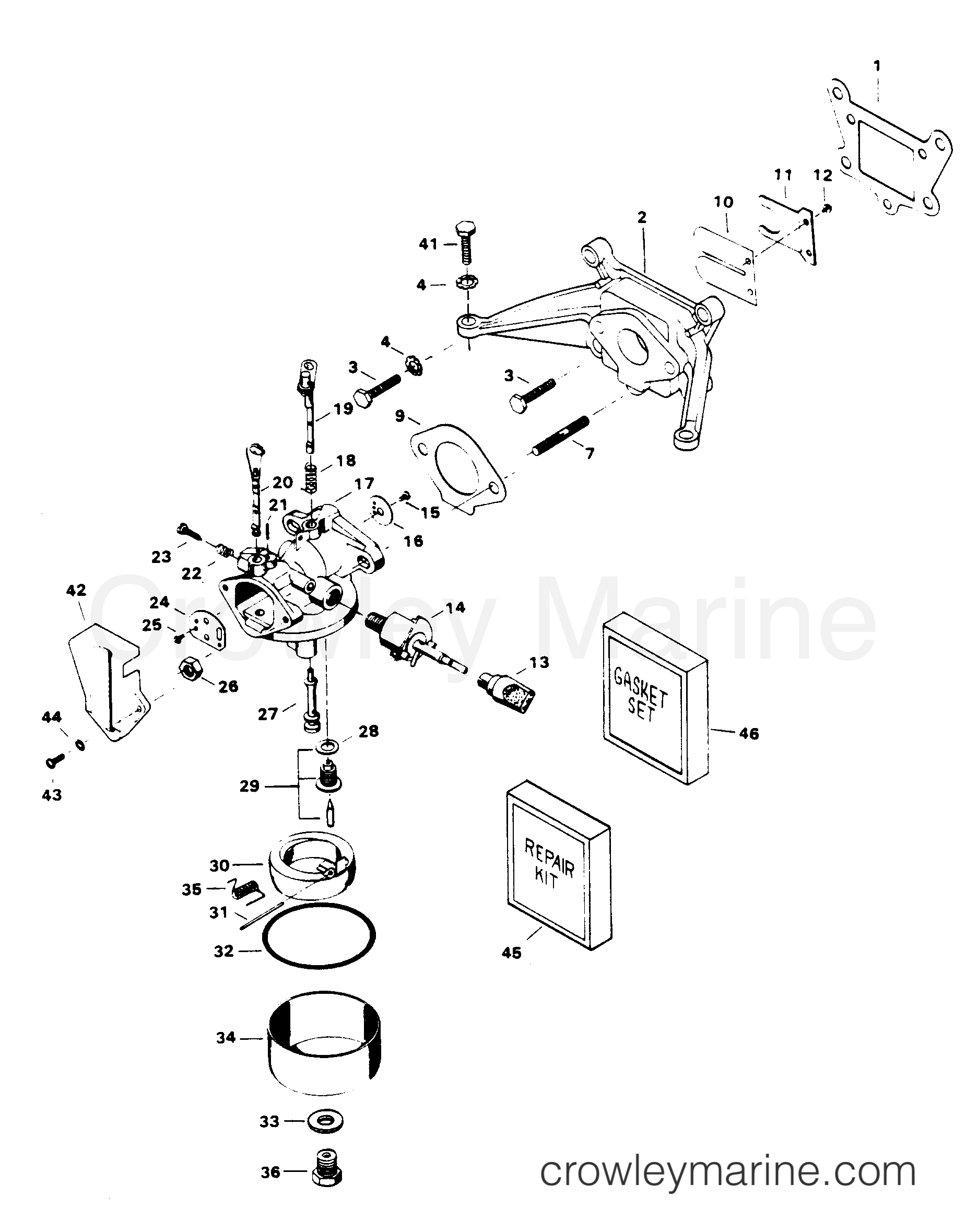 1984 Outboard 4 - 42F4A [Force] - CARBURETOR & REED PLATE