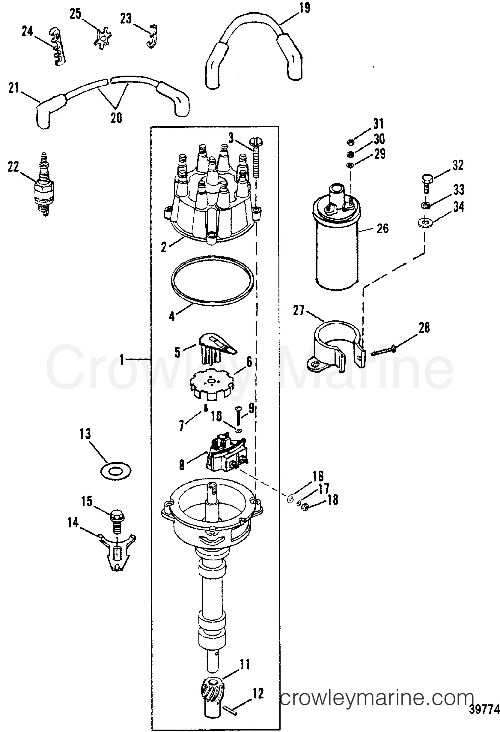 1982 Inboard Engine 260 - 3269962 - DISTRIBUTOR AND IGNITION COMPONENTS