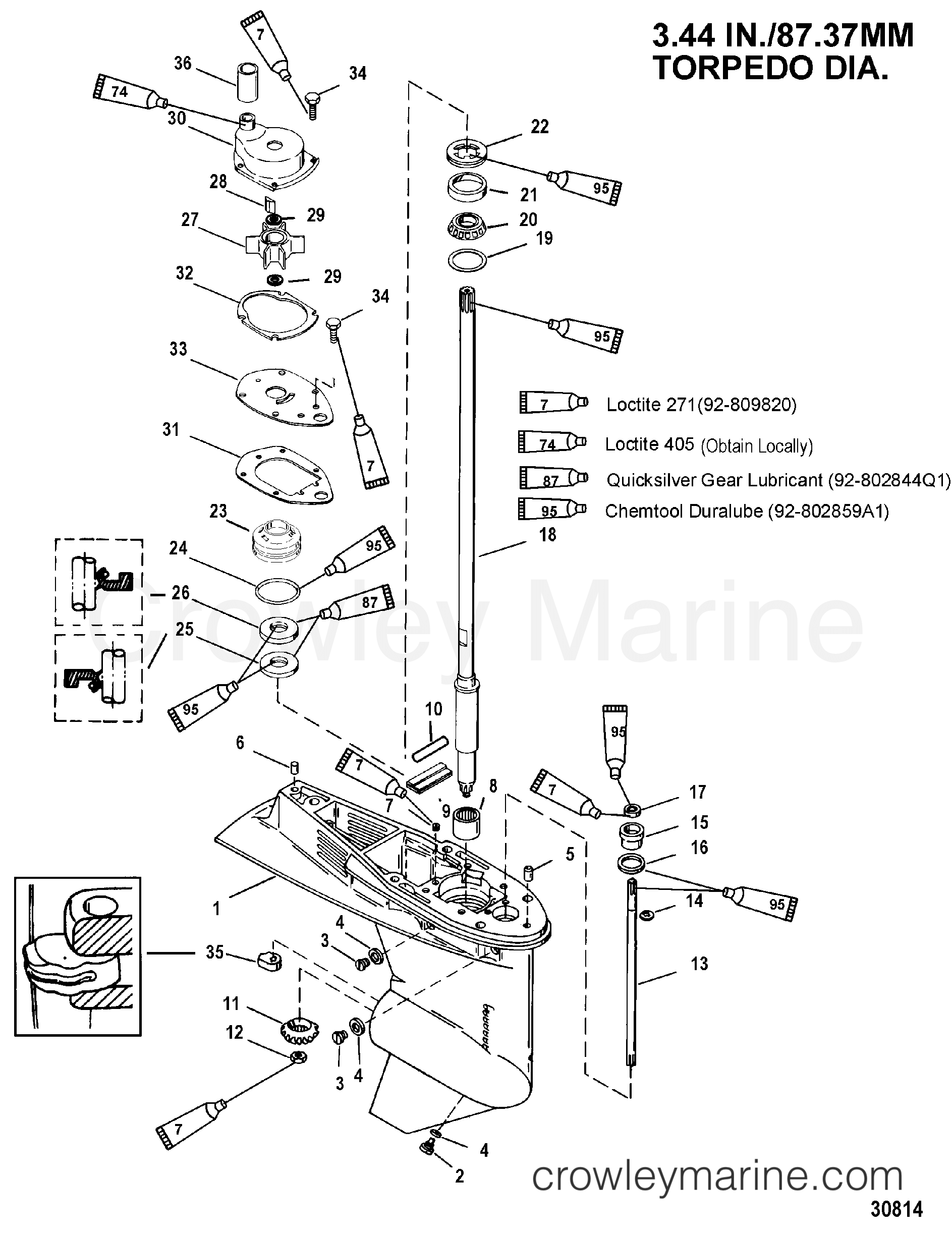 GEAR HOUSING(DRIVESHAFT)(1.831 GEAR RATIO) 2001 Outboard 40 [ELPT/BF 4] 7F40452KD Crowley