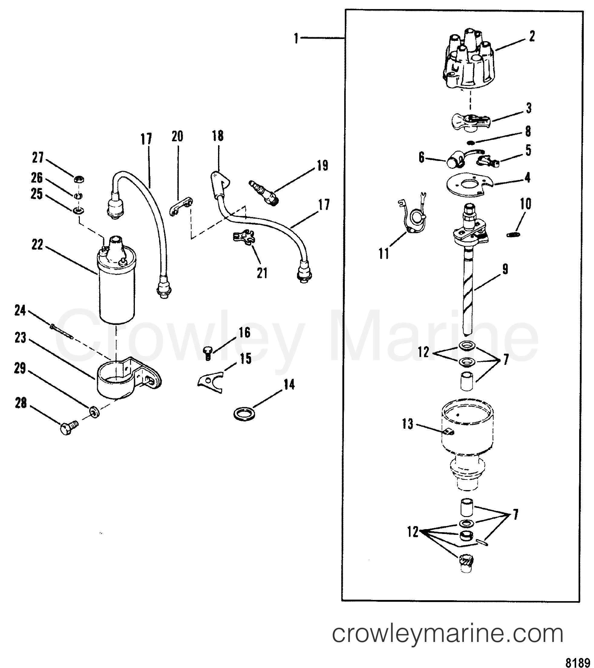 Serial Range Stern Drive 3.0L GM 181 I/L4 1990-1994 - 0C856559 THRU 0F353099 - CONVENTIONAL IGNITION COMPONENTS