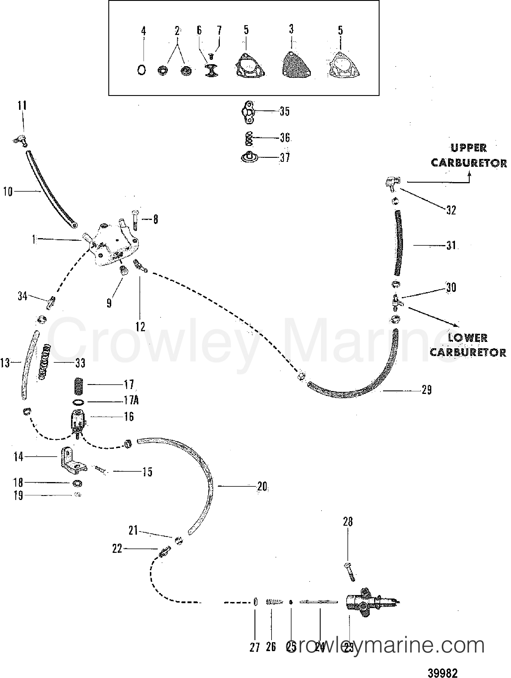 FUEL PUMP, FUEL FILTER AND FUEL LINES 1983 Mercury Outboard 70 [E