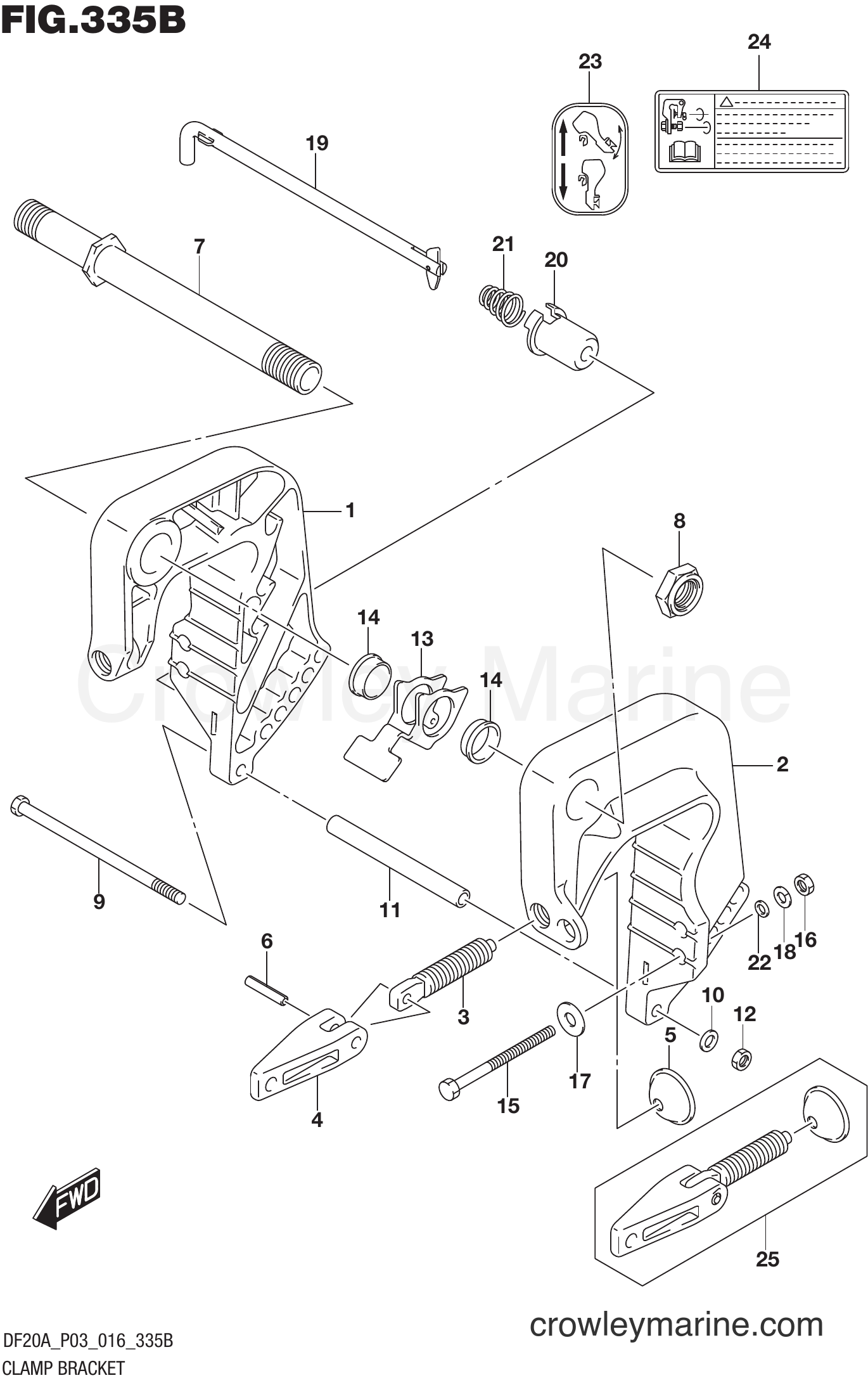 Suzuki Marine DF20A 610001~ - CLAMP BRACKET (DF9.9BR P03)