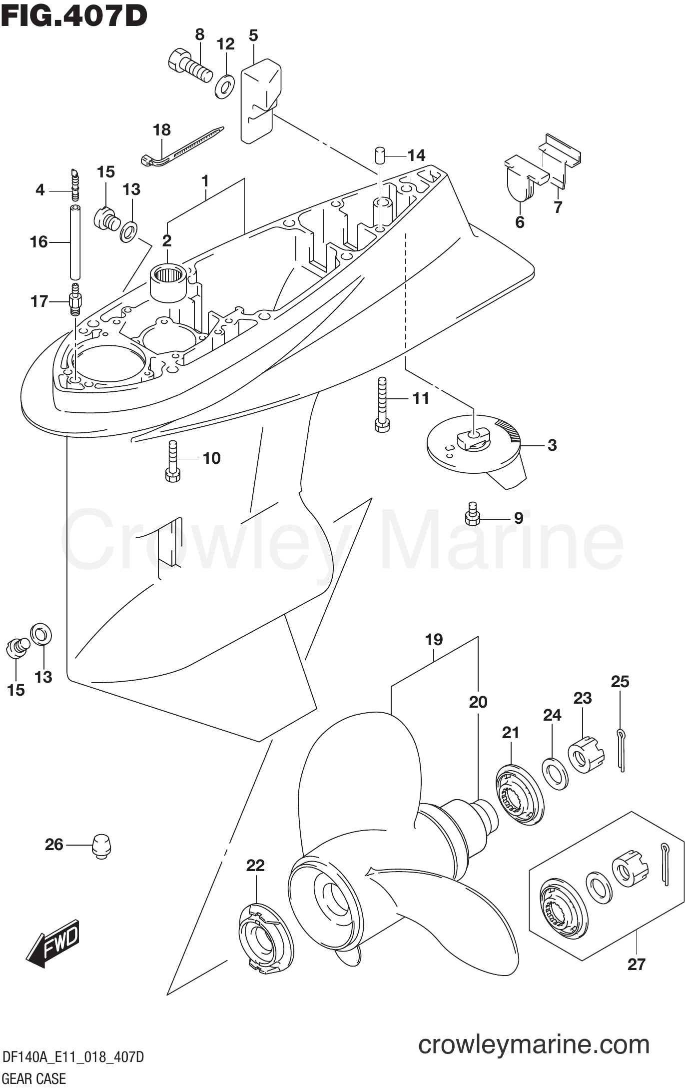 Suzuki Marine DF100AT 810001~ - GEAR CASE (DF115AZ E11)(DF140AZ E11)