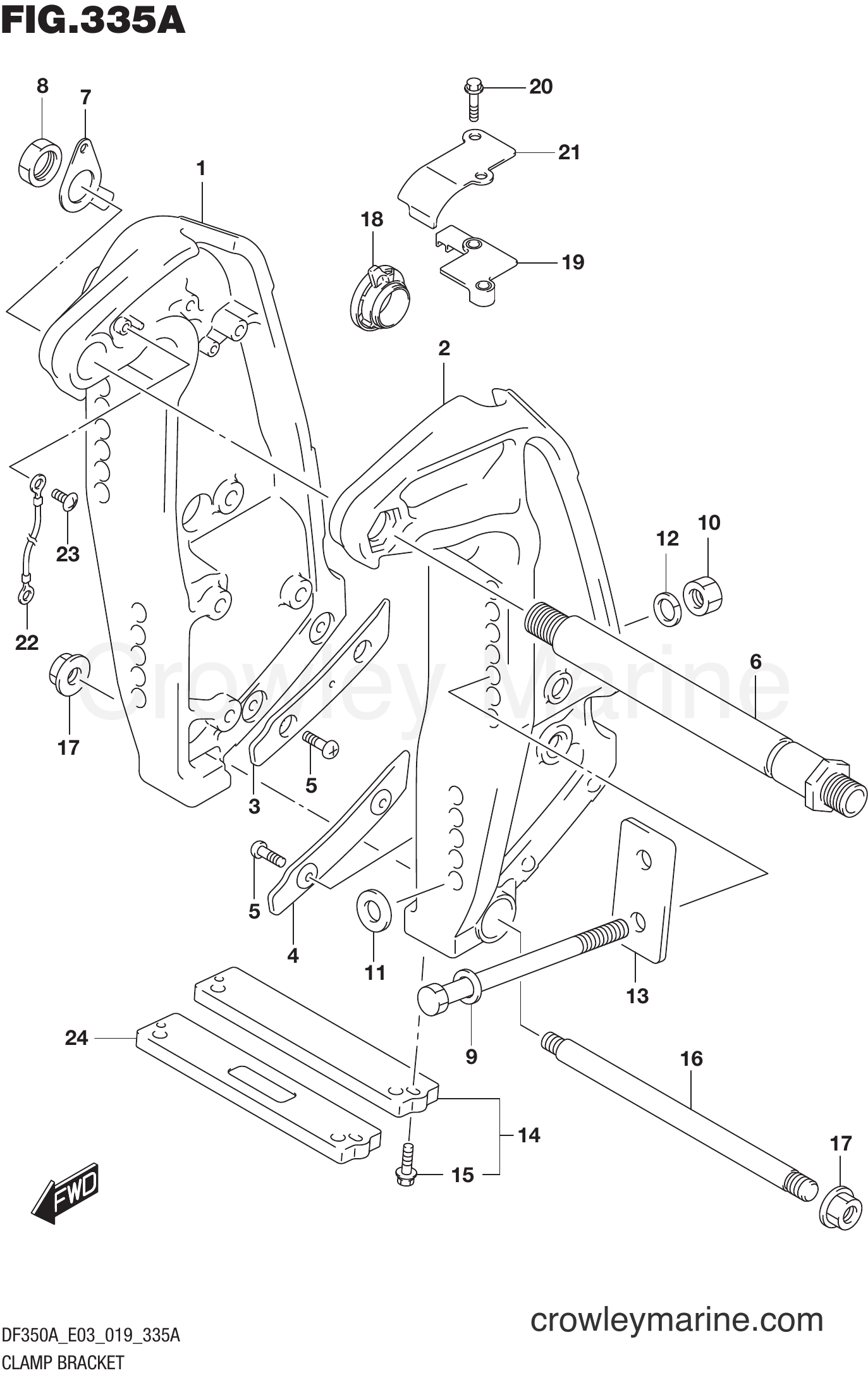 Suzuki Marine DF350A 910001~ - CLAMP BRACKET