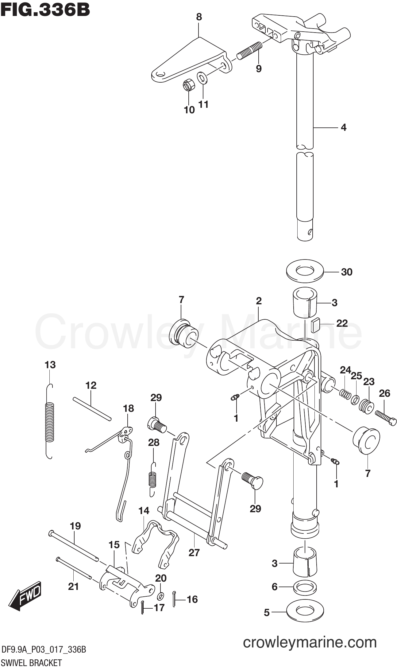 Suzuki Marine DF9.9AR 710001~ - SWIVEL BRACKET (DF8AR P03)