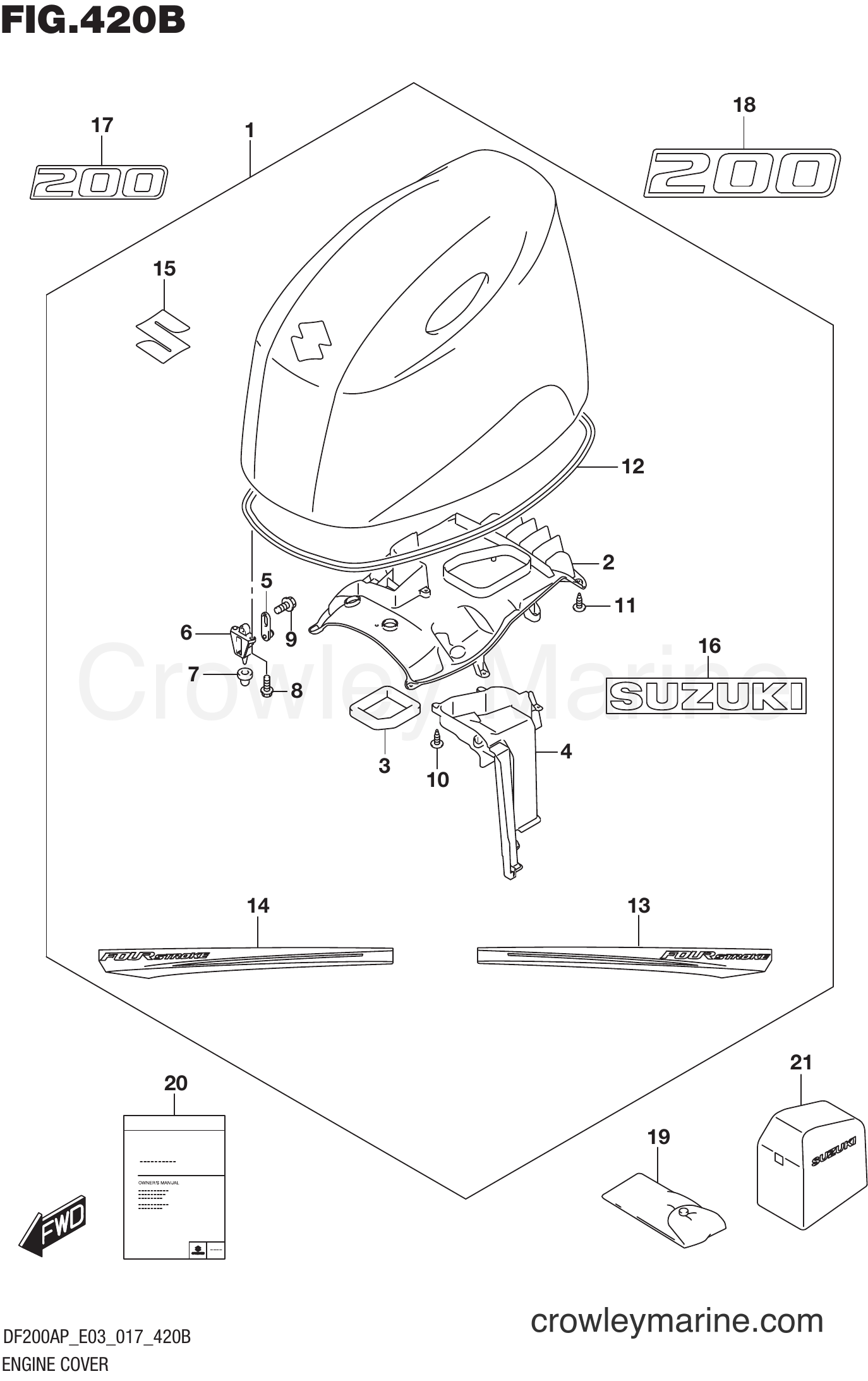 Suzuki Marine DF200AP 710001~ - ENGINE COVER (FOR Y5S)