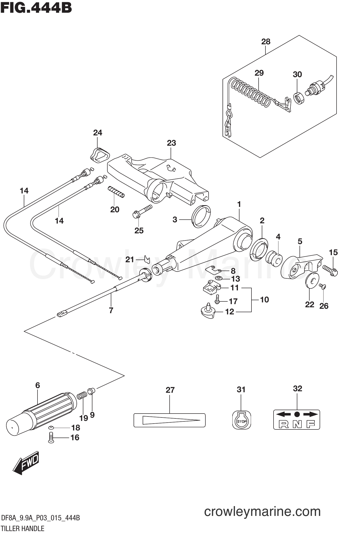 Suzuki Marine DF9.9A 510001~ - TILLER HANDLE (DF9.9A P03)