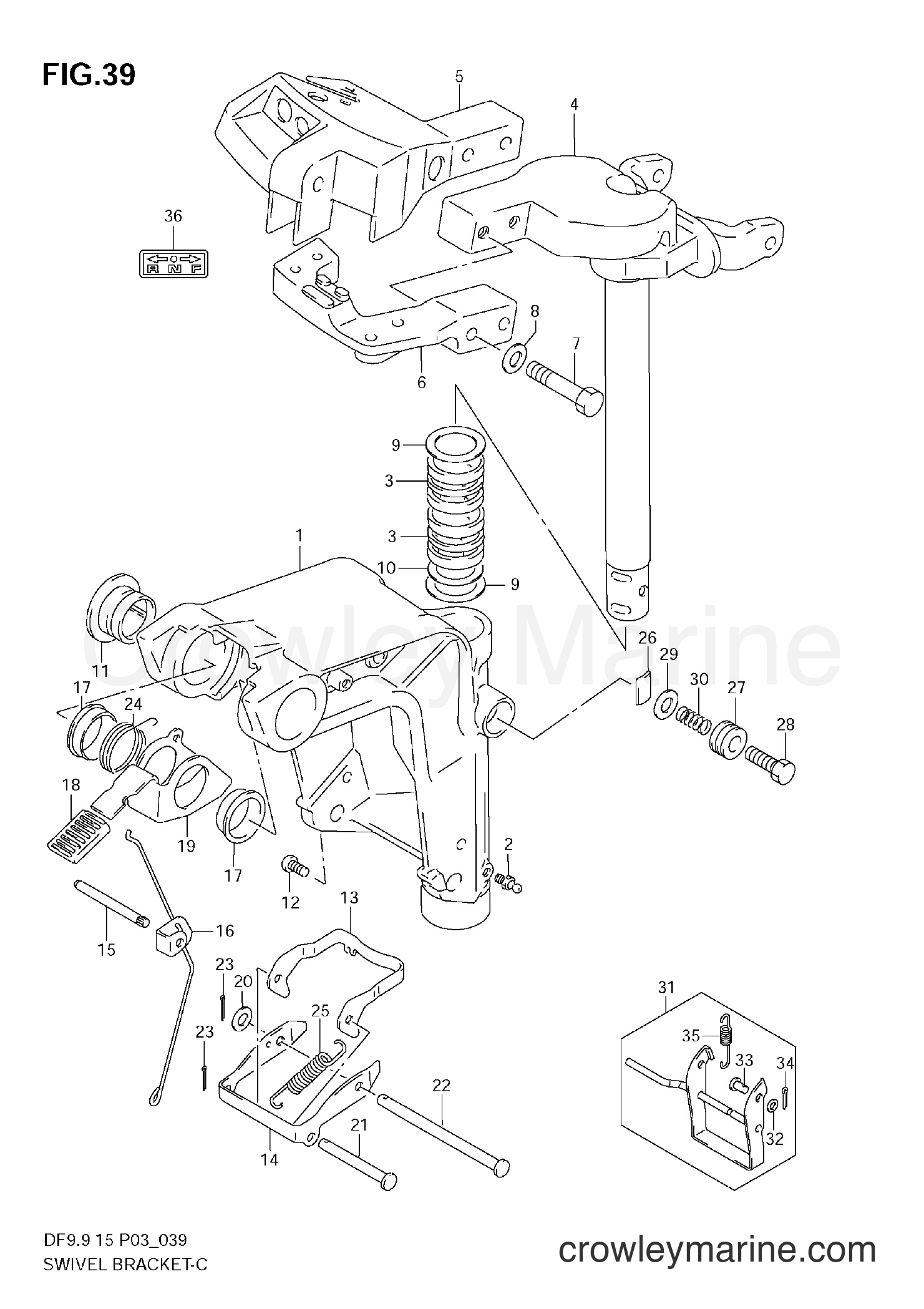 Suzuki Marine DF15 - SWIVEL BRACKET